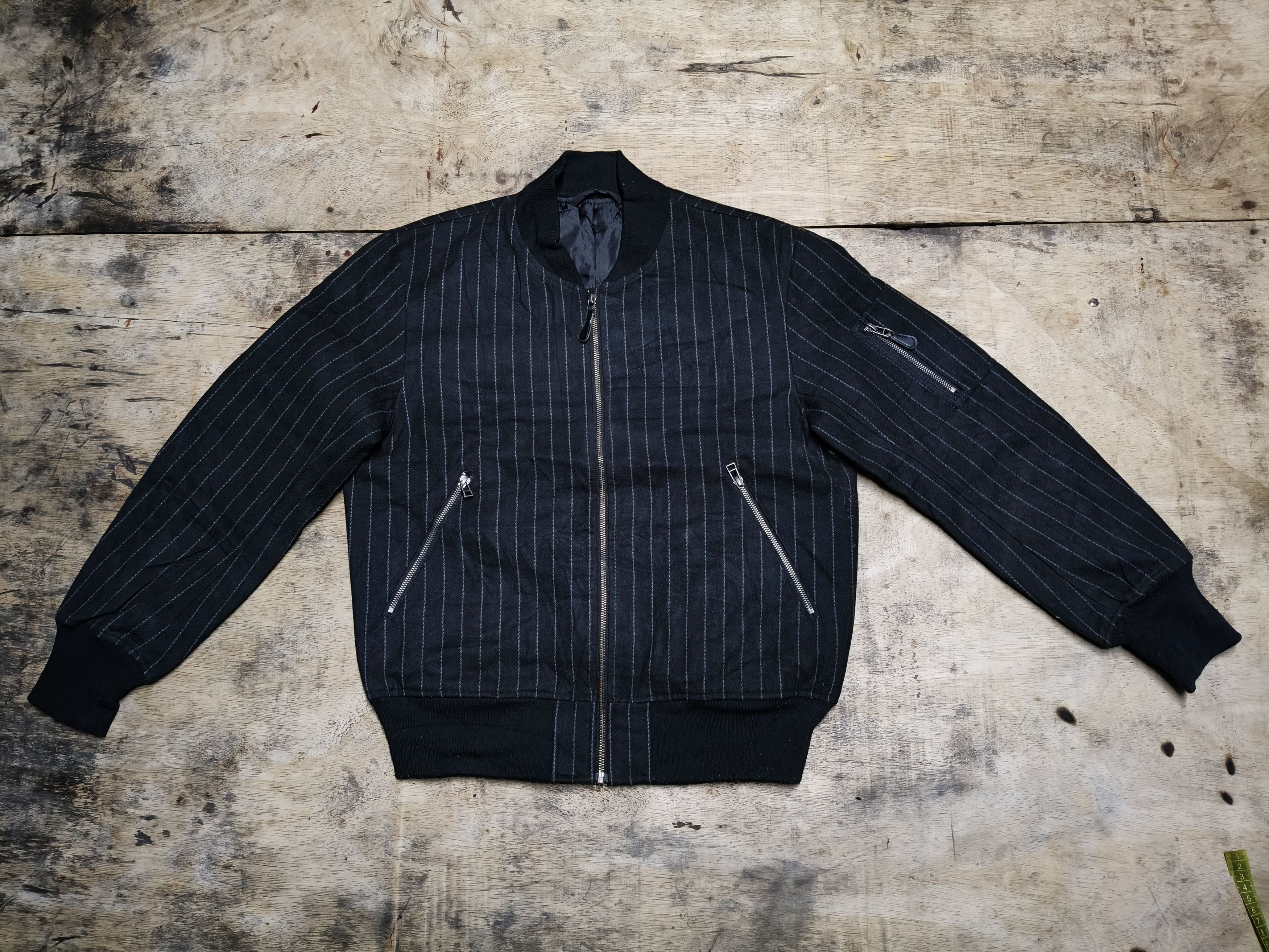 GU GU Pinstripe Bomber Jacket Size US L / EU 52-54 / 3 - 3 Thumbnail