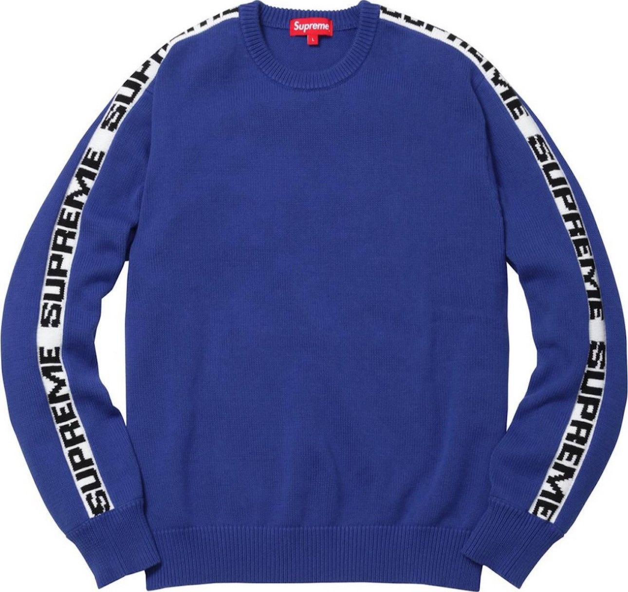 Supreme SS17 Sleeve Stripe Supreme Sweater Blue White | Grailed