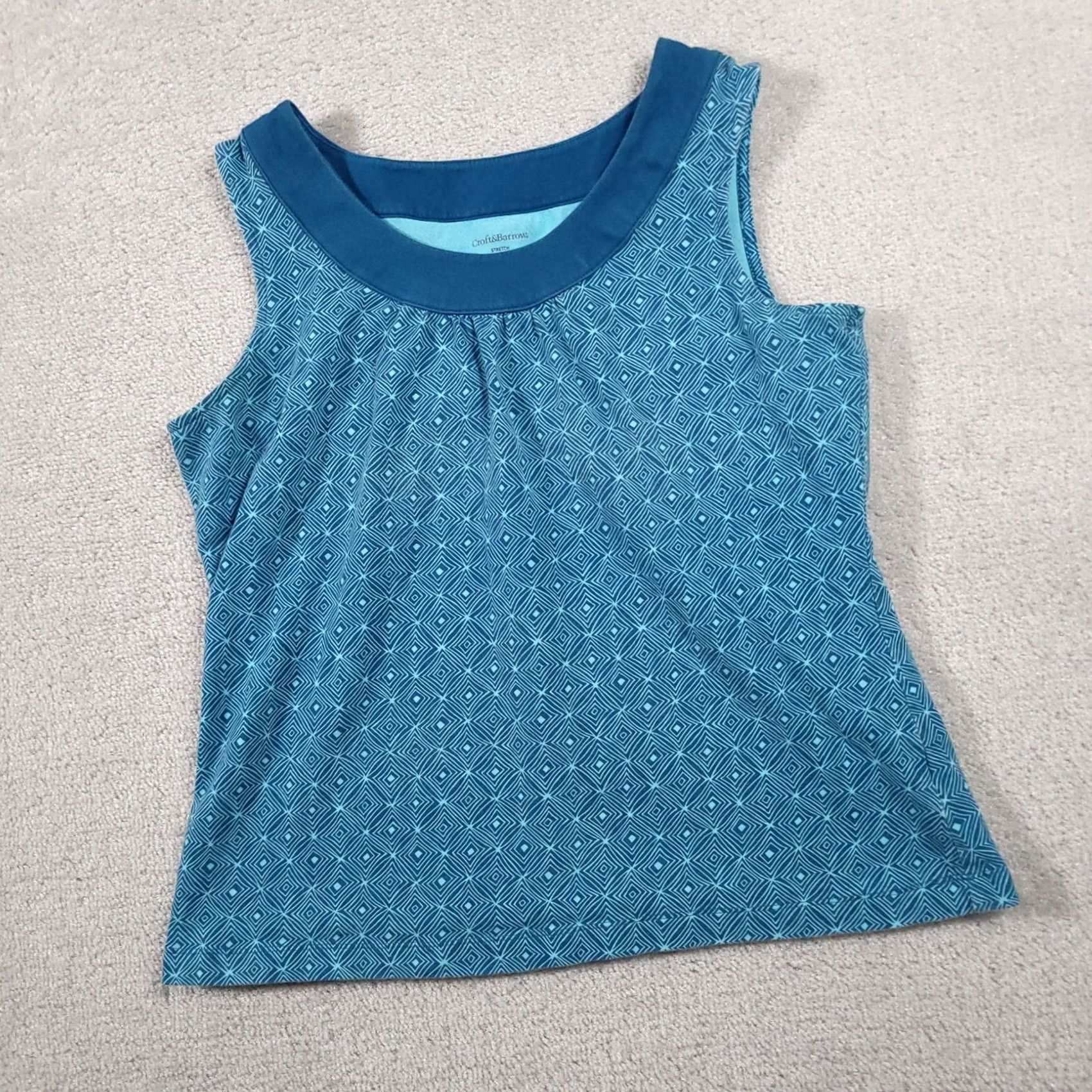 Croft & Barrow Croft & Barrow Tank Top Sleeveless Shirt Women’s Large Blue Geometric Round Neck Size L / US 10 / IT 46 - 2 Thumbnail