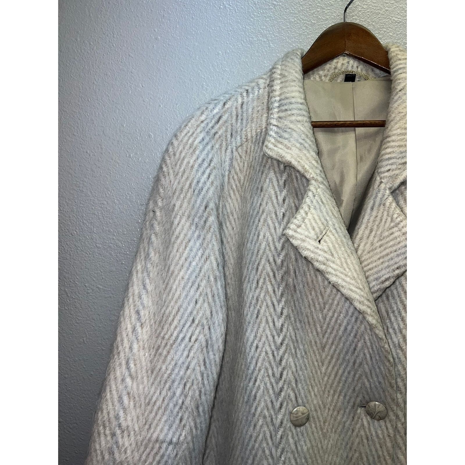 Vintage Womens Luxus Qualitat Mohair Wool Coat Overcoat Herringbone Size XL / US 12-14 / IT 48-50 - 3 Thumbnail