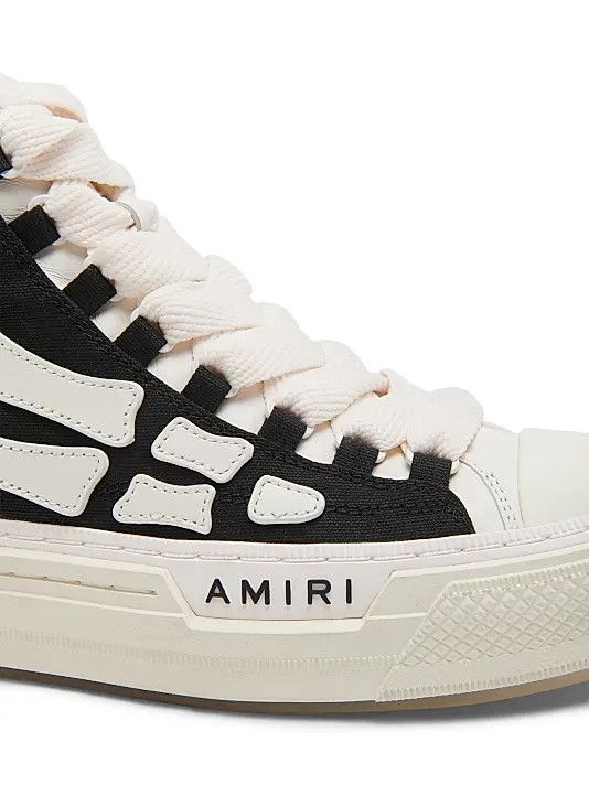 Amiri os11x0326 Skel Court High-Top Sneakers in Black/White Size US 8 / EU 41 - 4 Thumbnail