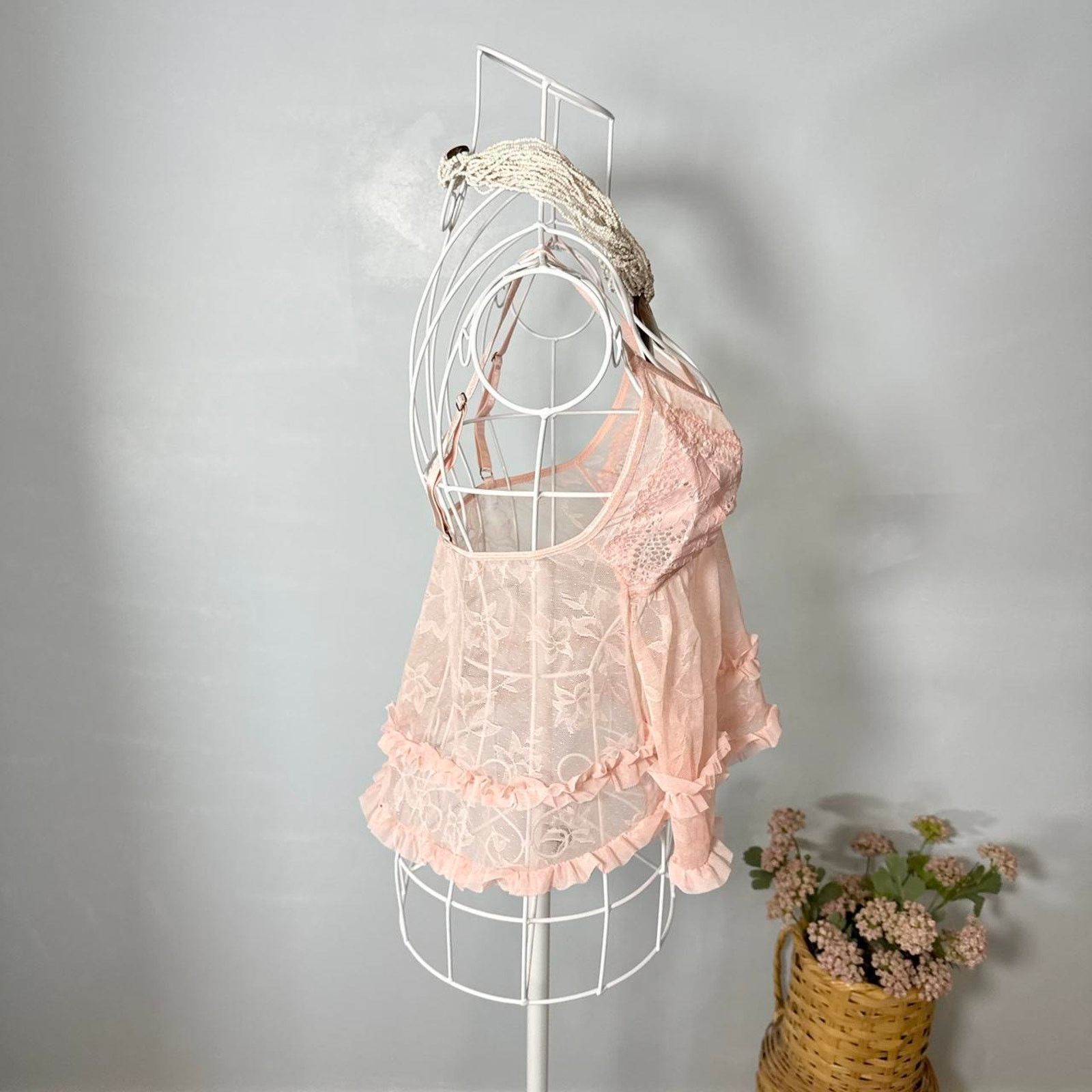 Other Gorgeous baby pink lace vintage y2k ruffle babydoll slip top Size S / US 4 / IT 40 - 4 Thumbnail