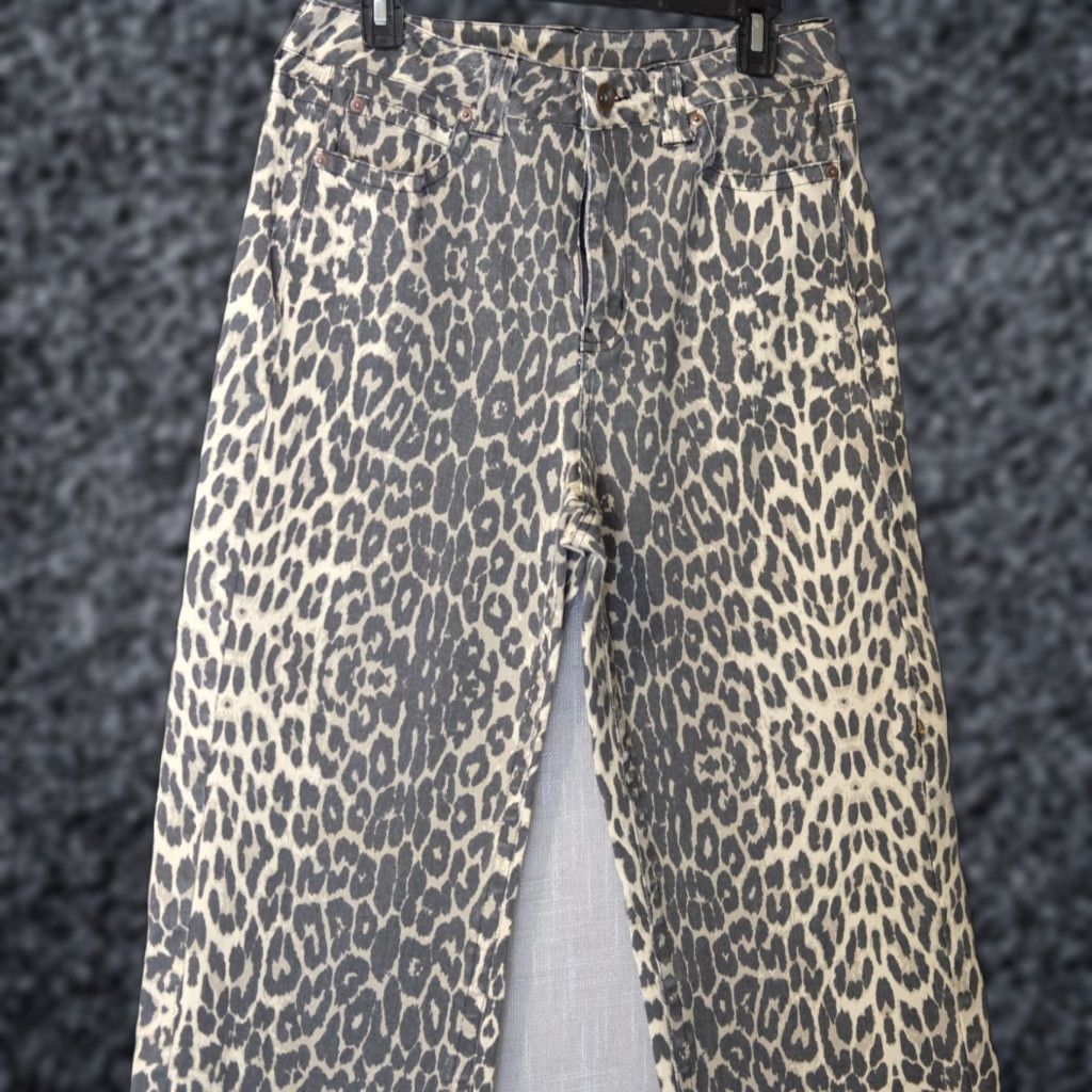 Vintage VINTAGE White Birch Jeans Animal Print Stretch Wide-Leg Womens 8 Beige/Black 29in Inseam 5-Pocket Denim Cotton/Spandex Womens Size 30" / US 8 / IT 44 - 1 Thumbnail