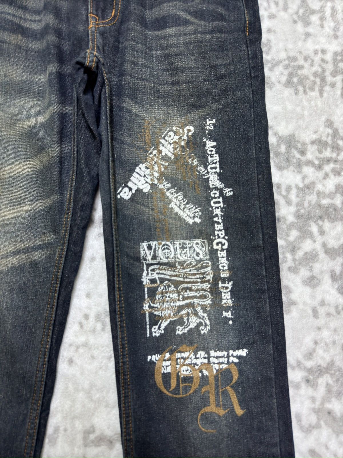 Hysteric Glamour Vintage Nylaus Printed Poem Acid Wash Denim Jeans Y2K Japan Size US 29 - 6 Thumbnail