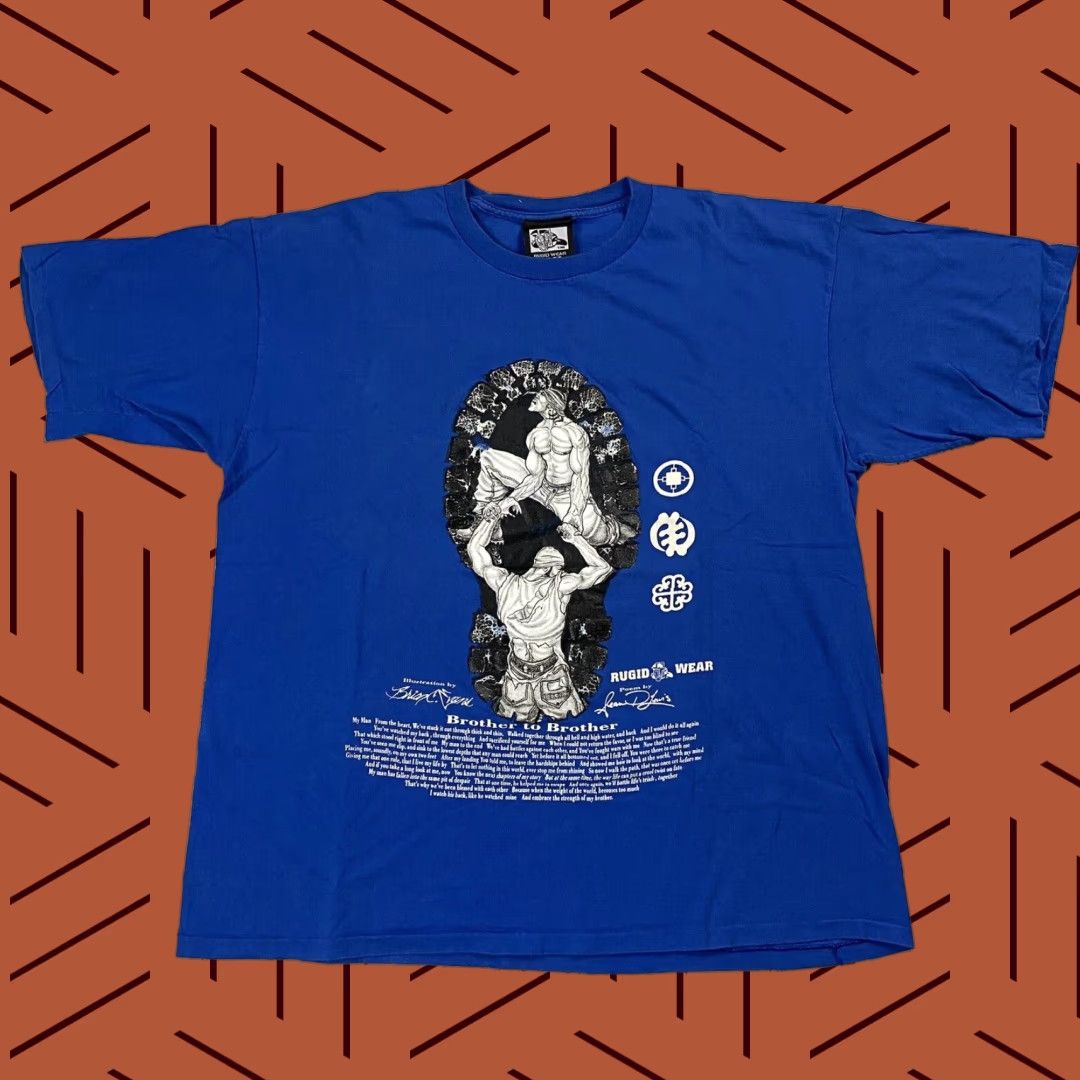 Vintage Vintage Rugid Wear 90s Thug Brother Poem Graphic T-Shirt Men 2XL Blue Hip Hop Streetwear Size US XXL / EU 58 / 5 - 1 Thumbnail