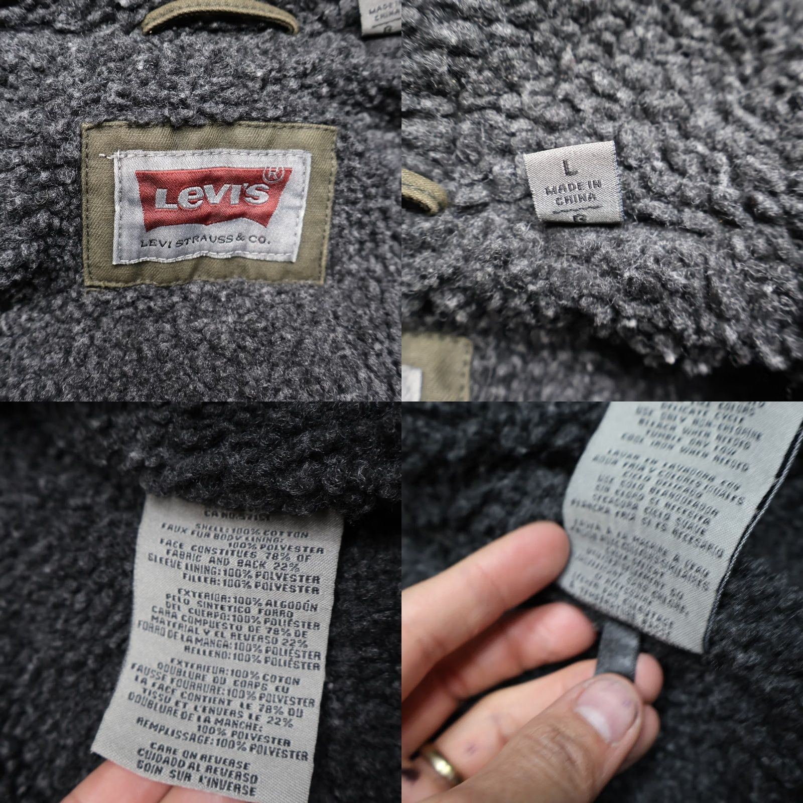 Levi's Levis Jacket Mens L Green Canvas Sherpa Lined Military Field Utility Zip Snap Size US L / EU 52-54 / 3 - 8 Thumbnail