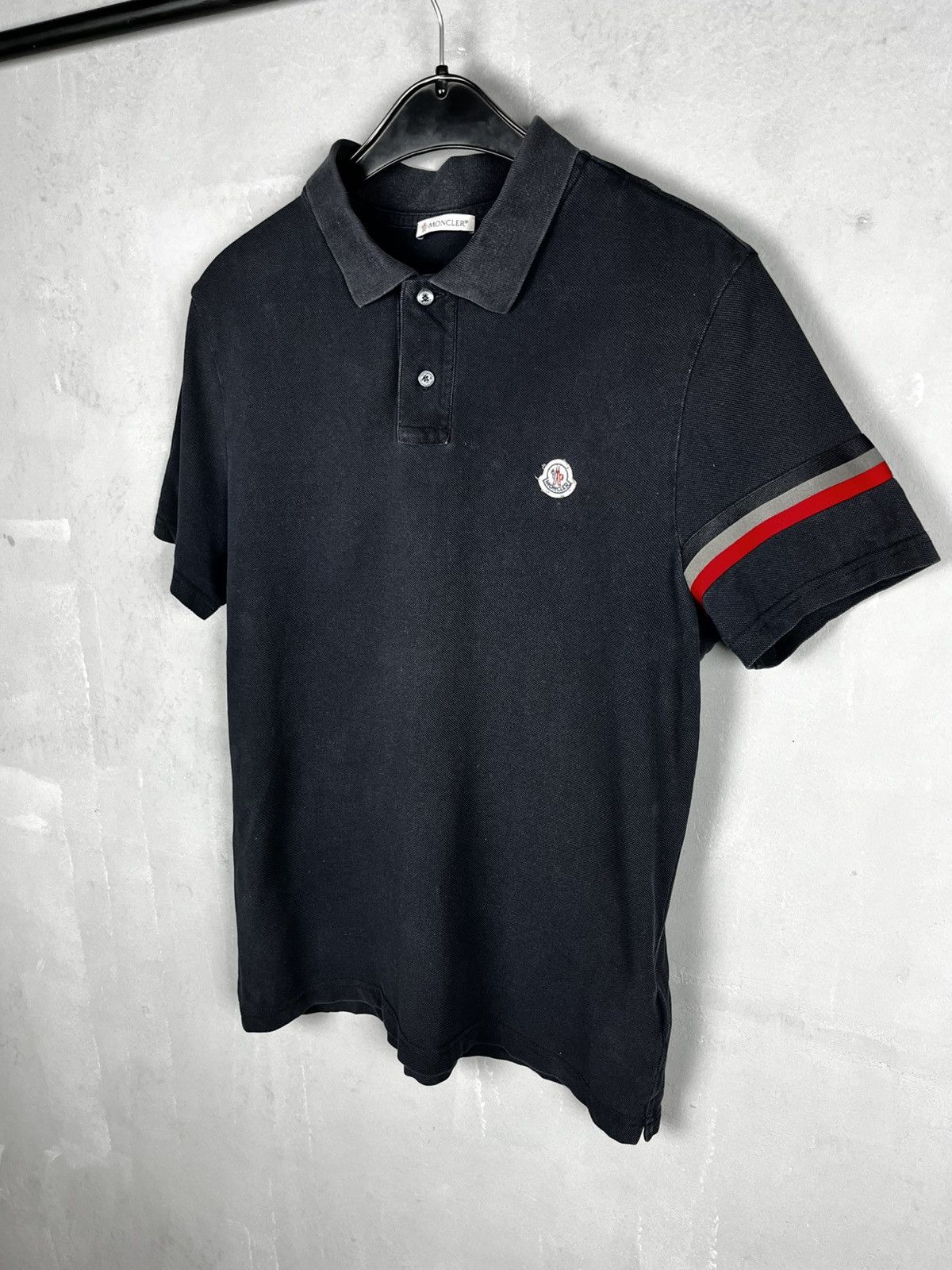 Moncler Moncler Reflective Stripe Navy Polo Tee Size US M / EU 48-50 / 2 - 1 Thumbnail