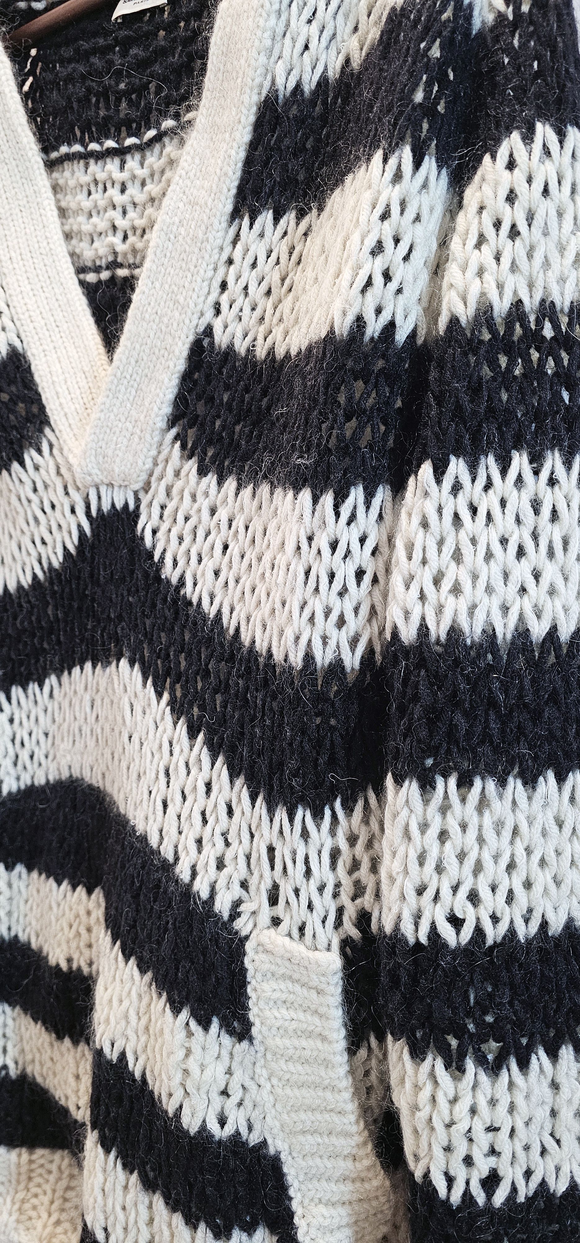 Saint Laurent Paris SS16 Striped Knit Mohair Baja Hoodie Size US M / EU 48-50 / 2 - 3 Thumbnail