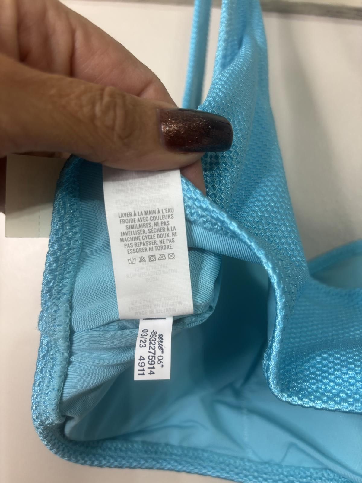 Designer Aerie One-Shoulder Swim Top - Aqua Blue - Size Med Size ONE SIZE - 5 Thumbnail