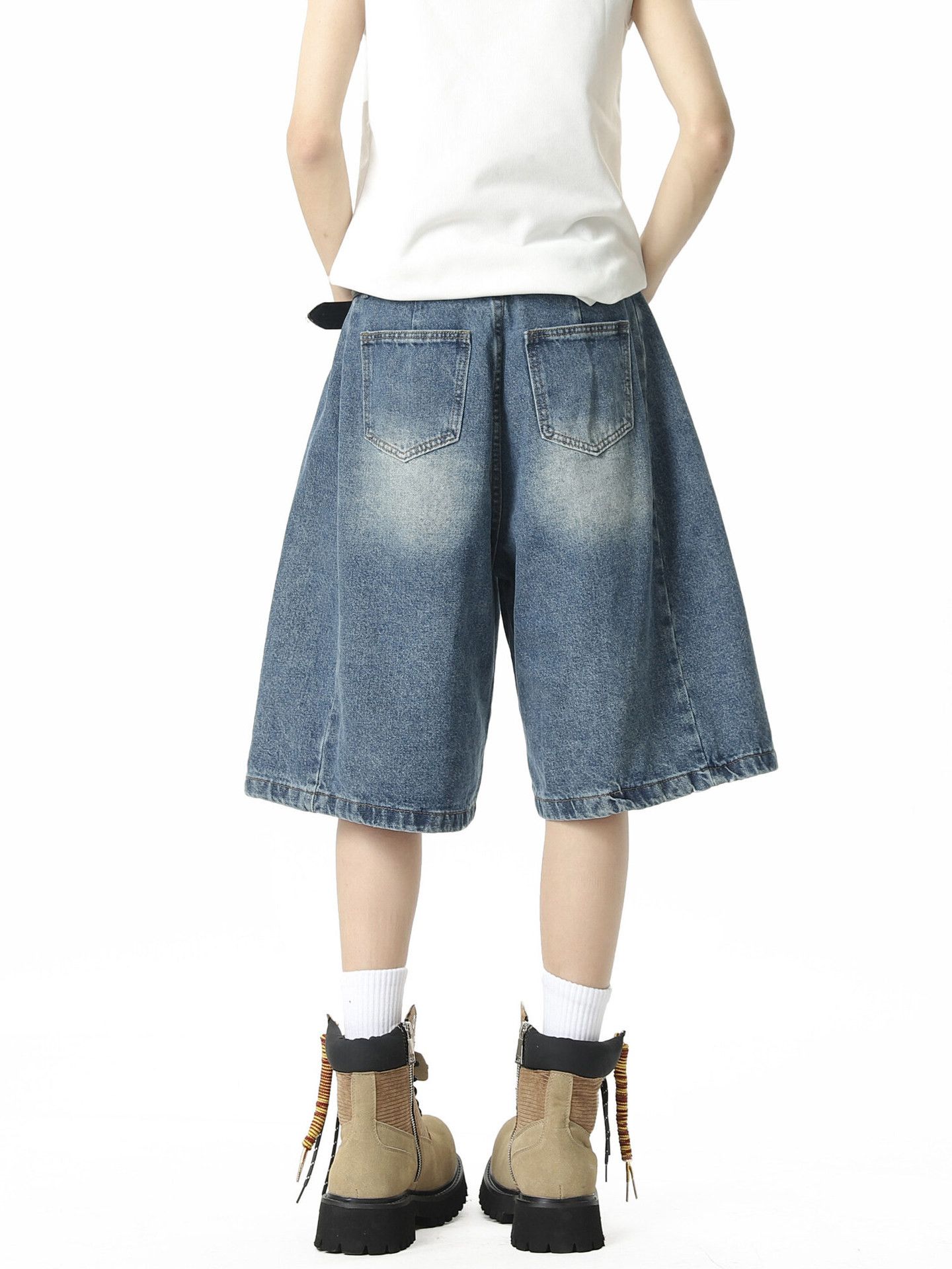 Japanese Brand Men's vintage wide-leg curved straight denim shorts Size US 32 / EU 48 - 5 Thumbnail