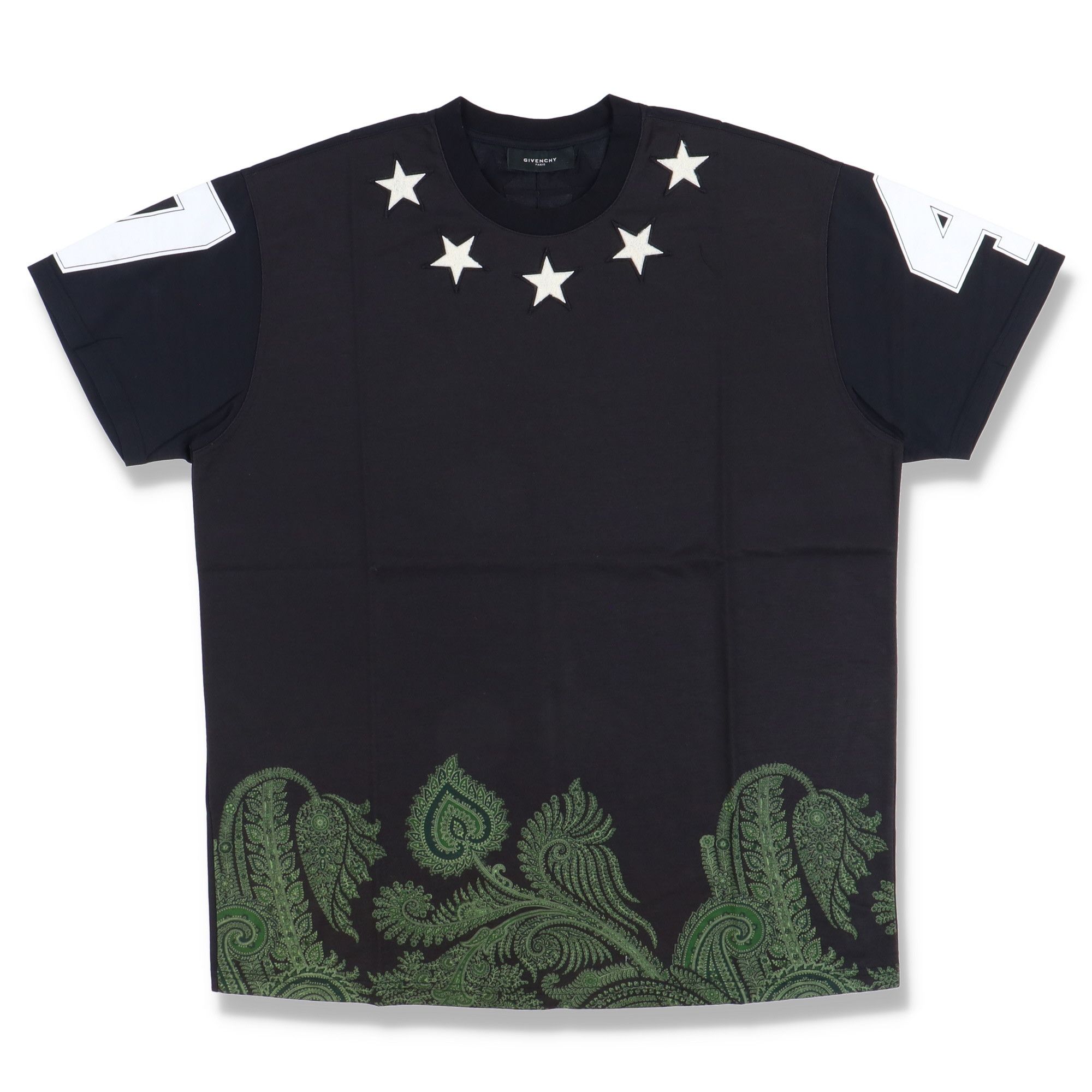 Givenchy Black Paisley Hem Felt Stars Oversized T-Shirt Size US M / EU 48-50 / 2 - 1 Thumbnail