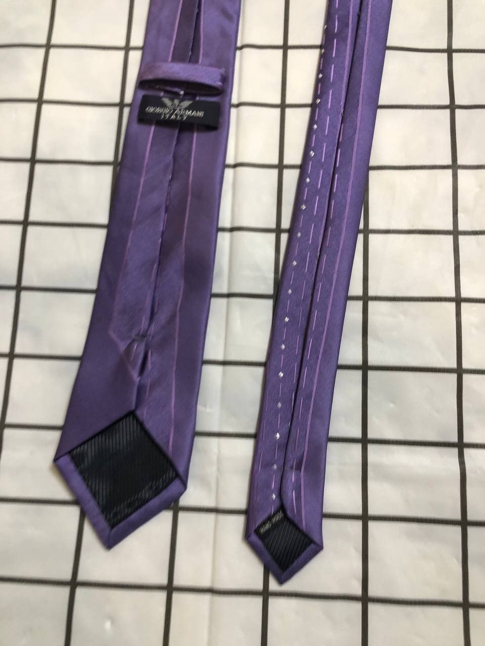 Giorgio Armani Giorgio Armani tie Purple Striped Silk Tie Made In Italy Size ONE SIZE - 8 Thumbnail