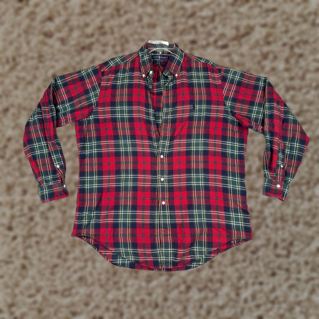 Polo Ralph Lauren Polo Ralph Lauren Shirt Men Large Red Plaid Button-Up Long Sleeve Cotton VINTAGE Size US L / EU 52-54 / 3 - 1 Thumbnail