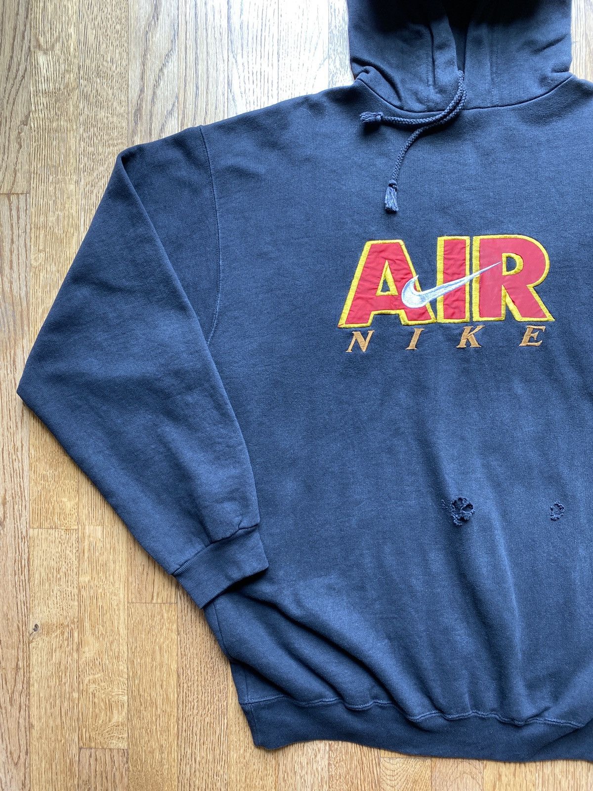Nike × Vintage 80s Vintage Nike Hoodie Embroidered Sz L Size US L / EU 52-54 / 3 - 2 Thumbnail