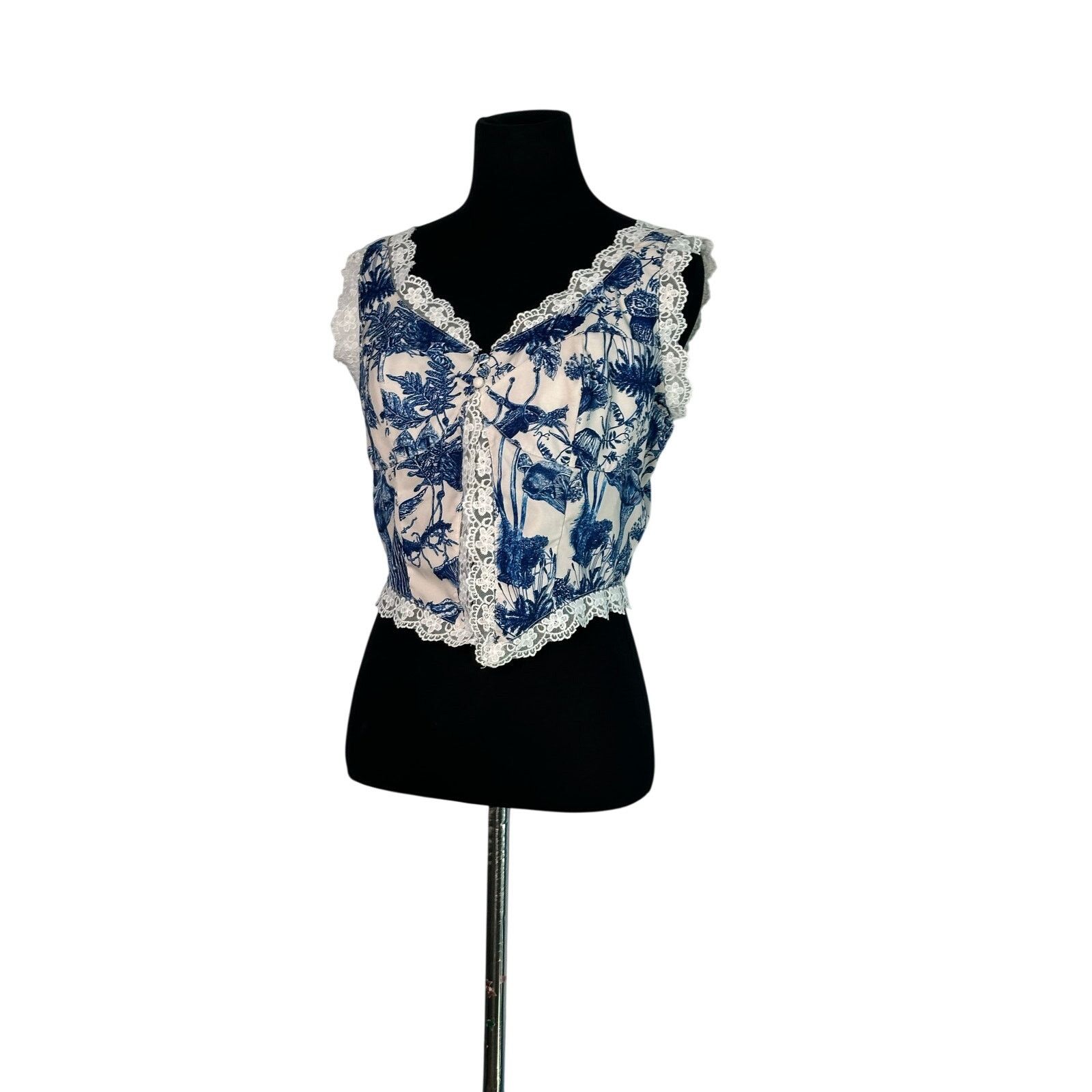 Shein Shein white blue sleeveless crop top bouse size M Size M / US 6-8 / IT 42-44 - 13 Thumbnail