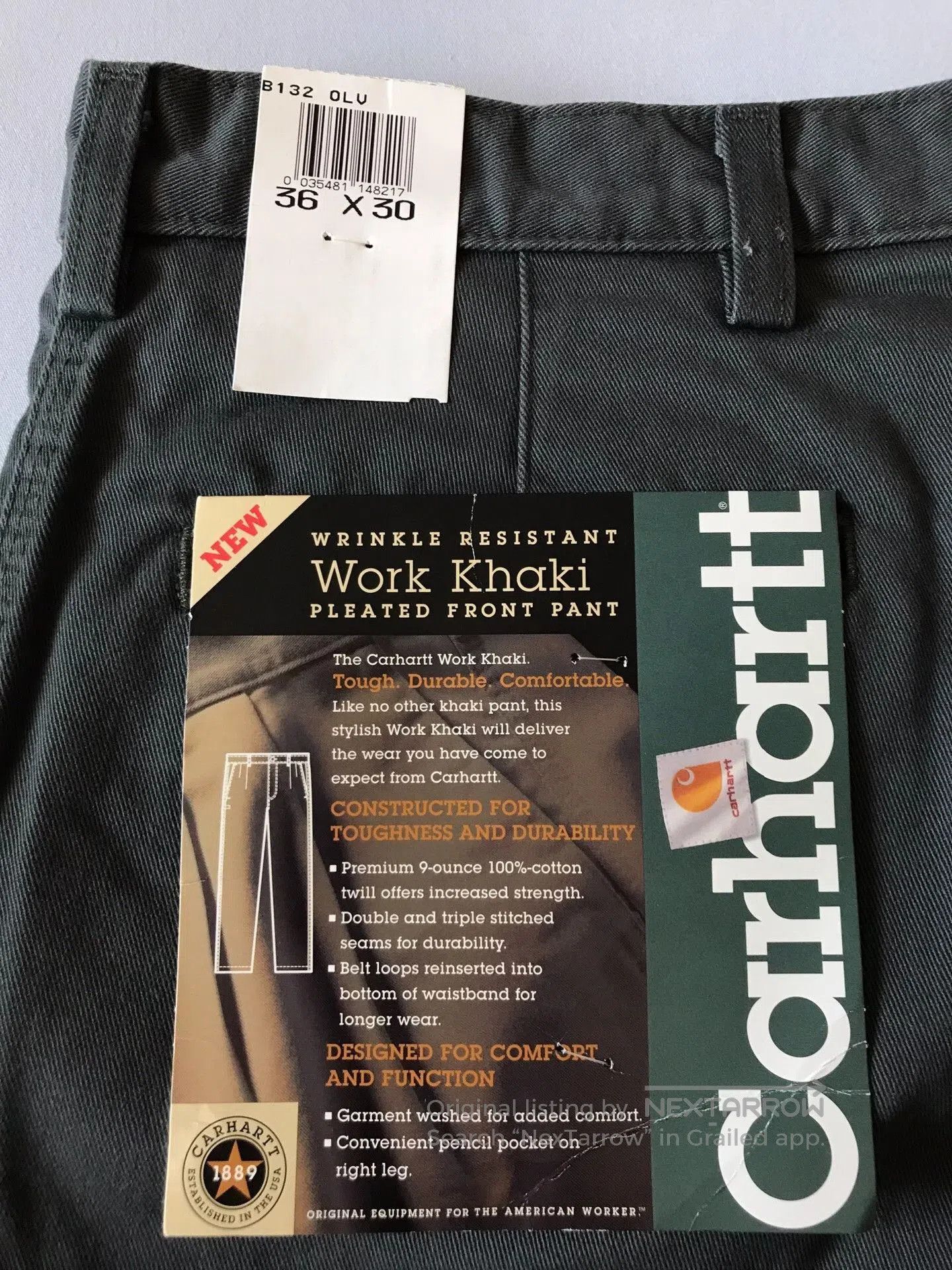 Carhartt Carhartt B132 Olive W36L30 Work Pants. Size US 36 / EU 52 - 8 Thumbnail
