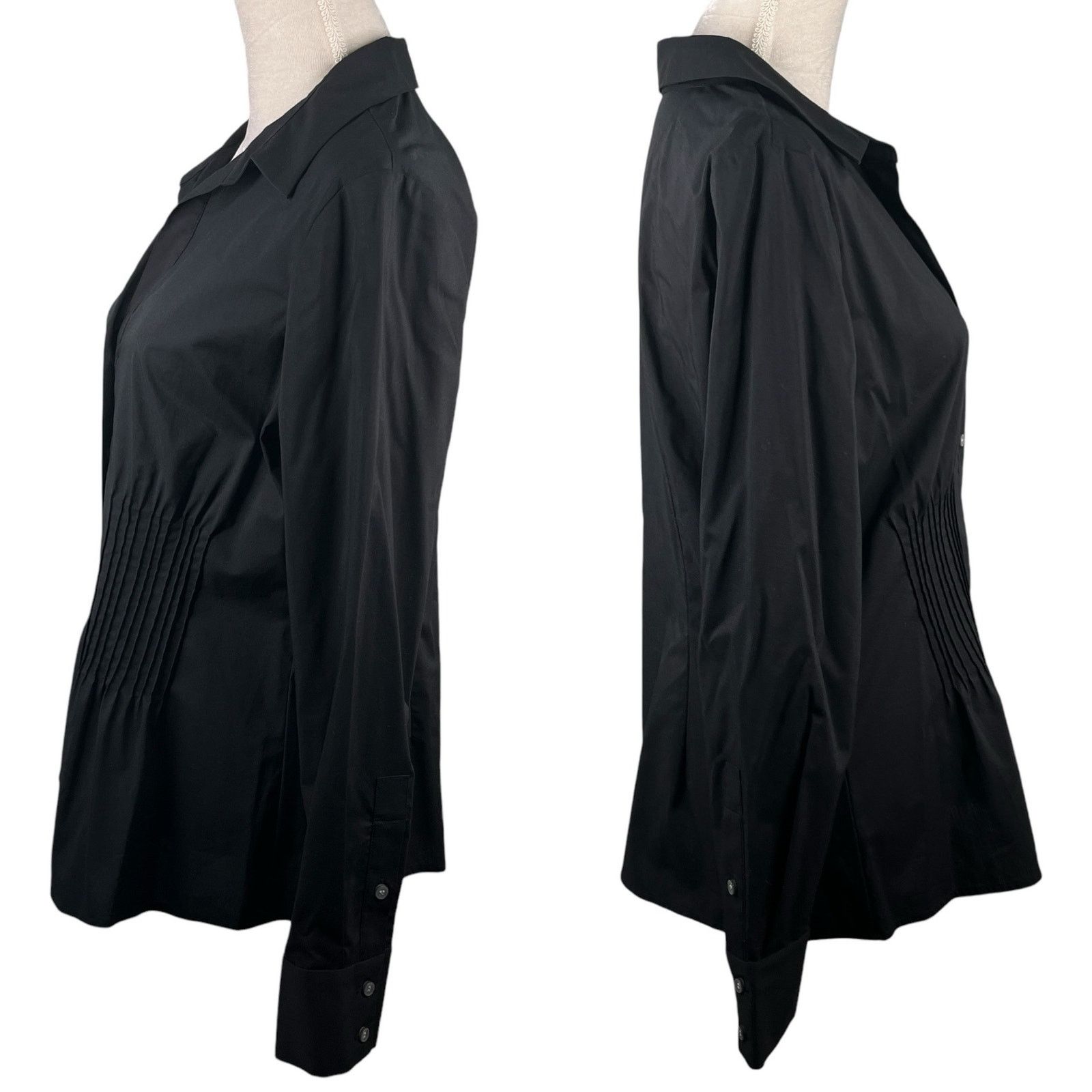 Nine West Nine West Black Button Down 14 Ruched Gathering V-Neck New Size XL / US 12-14 / IT 48-50 - 5 Thumbnail