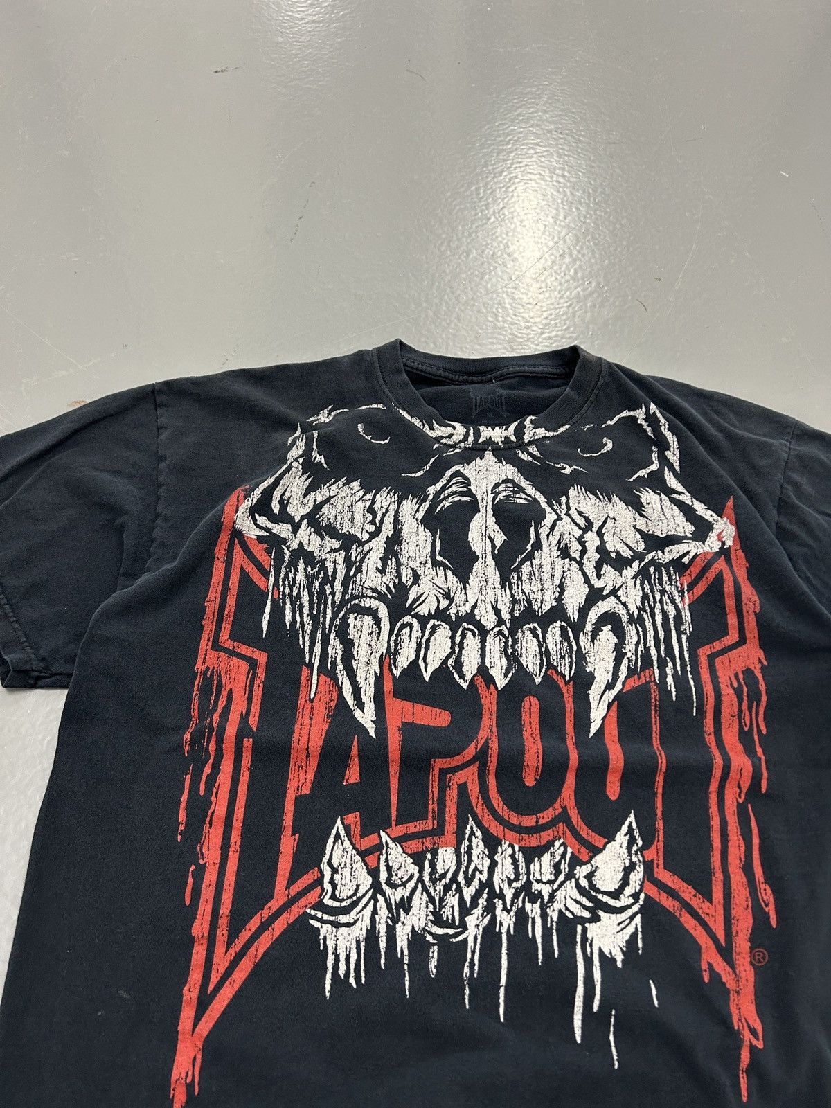 Affliction × Tapout × Vintage CRAZY VINTAGE Y2K RARE TAPOUT SKULL FADED BLACK T-SHIRT Size US L / EU 52-54 / 3 - 3 Thumbnail