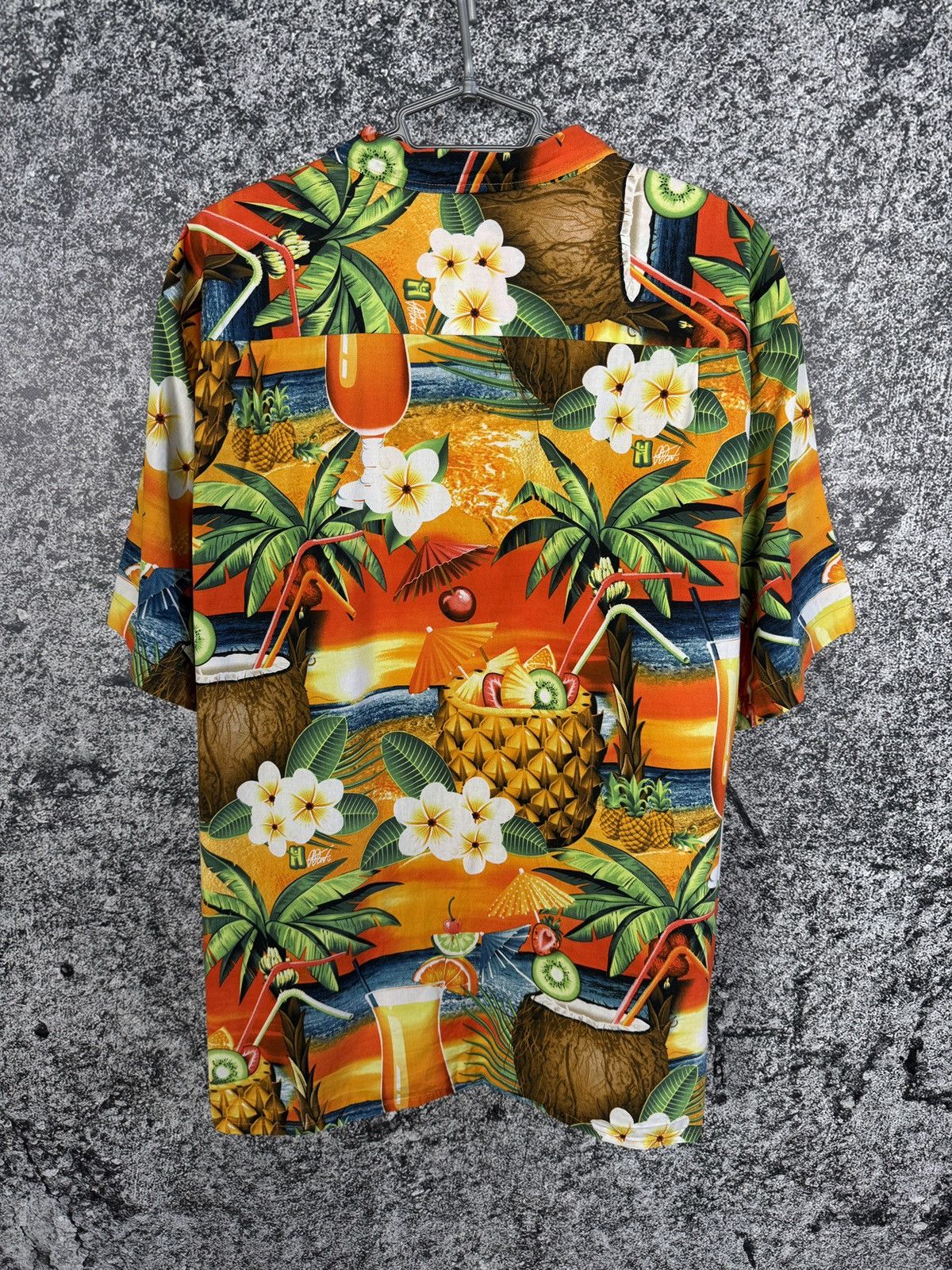 Vintage Men’s Hawaiian Short Sleeve Shirt Overprint Hawaii Crazy Size US XXL / EU 58 / 5 - 8 Thumbnail
