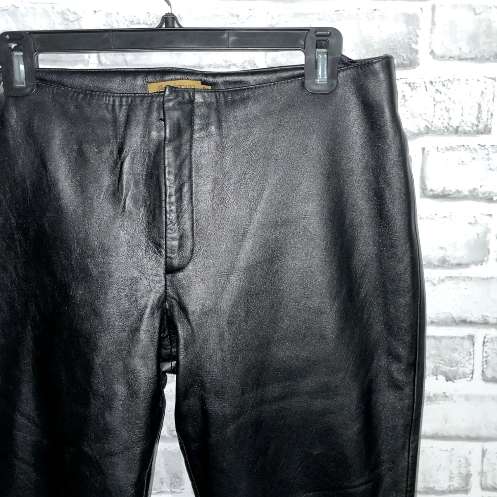 Vintage Rem Garson Black Genuine Leather Pants Womens Size 8x30 Size 40" / US 18 - 2 Thumbnail