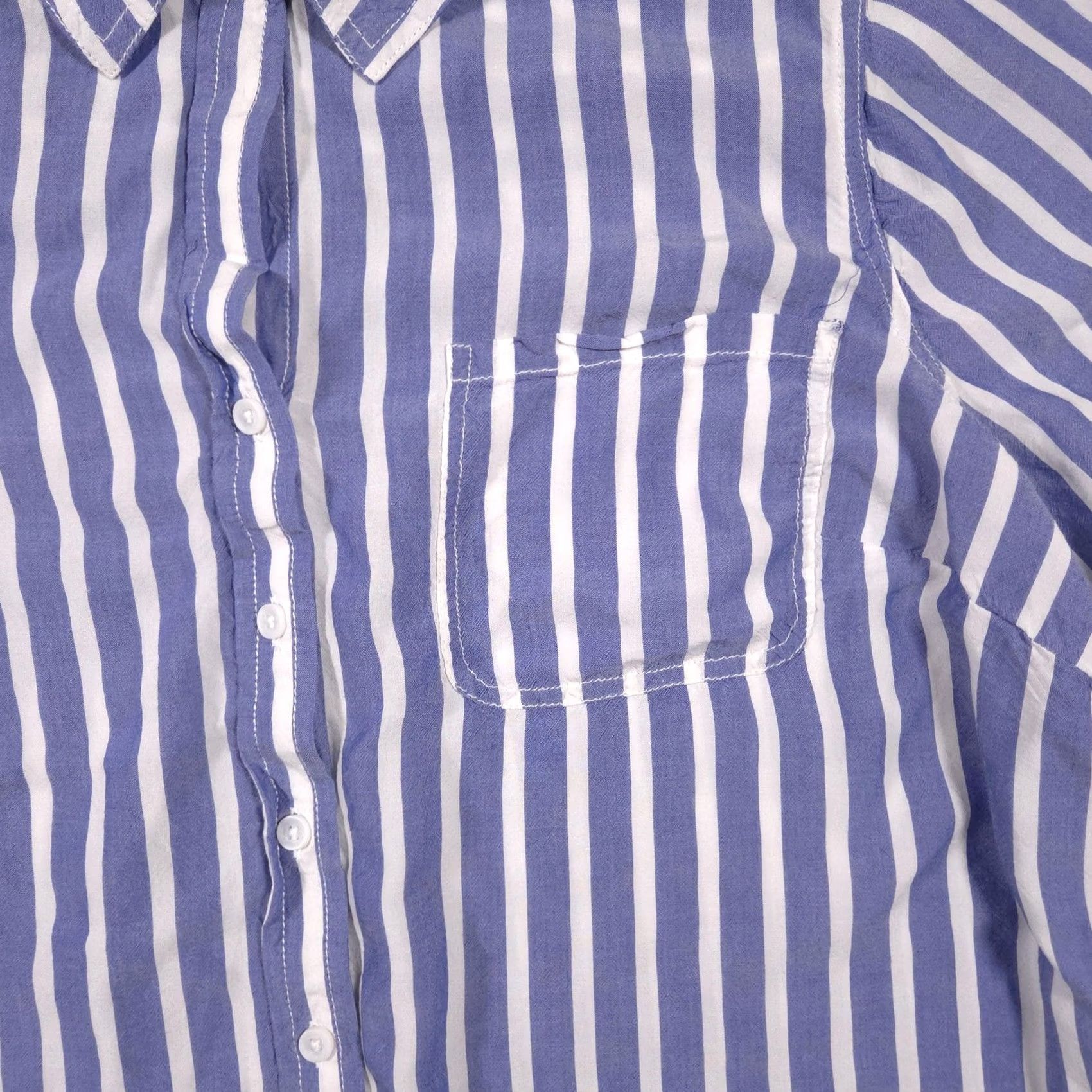 Vintage Beachlunchlounge Shirt Womens 2X Blue White Stripe Button Front Viscose Top Size XXL / US 16-18 / IT 52-54 - 4 Thumbnail
