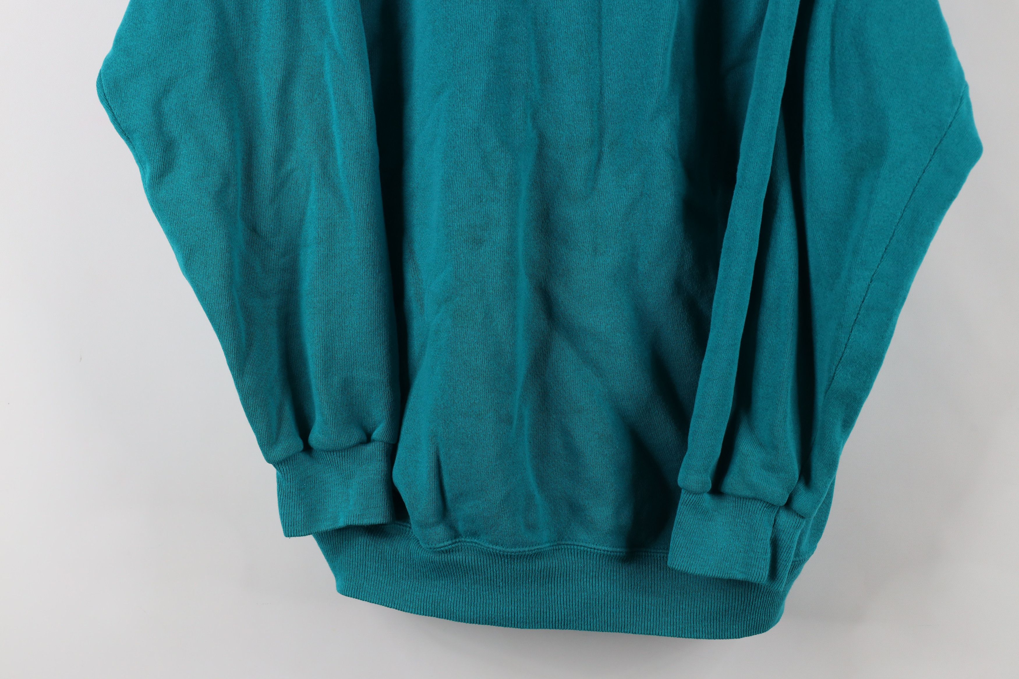 Vintage Vintage 90s Streetwear Blank Crewneck Sweatshirt Teal USA Size XL / US 12-14 / IT 48-50 - 3 Thumbnail