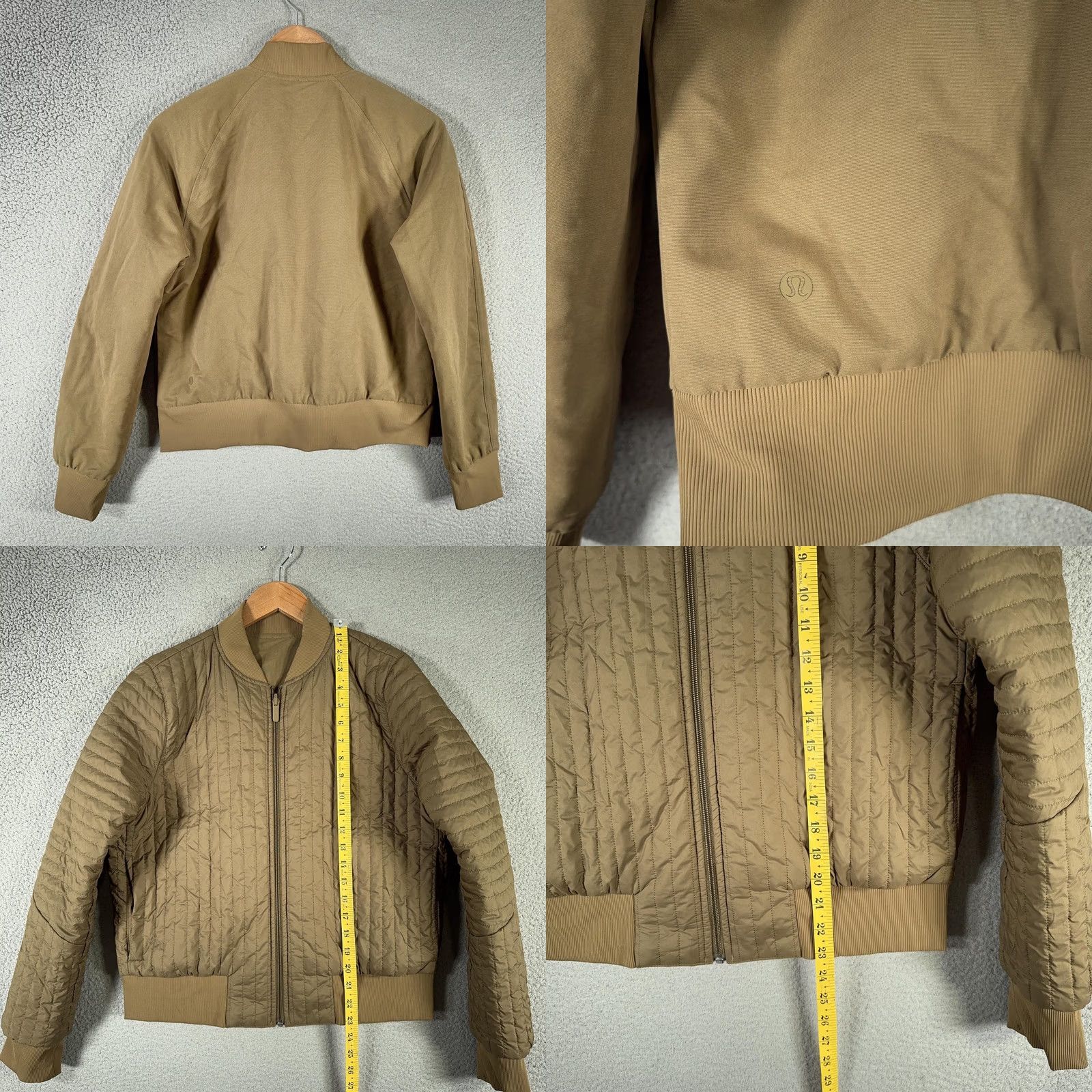 Lululemon Lululemon Bomber Jacket Womens 8 Brown Khaki Non Stop Reversible Quilted Cotton Blend Zip Pockets Size M / US 6-8 / IT 42-44 - 8 Thumbnail