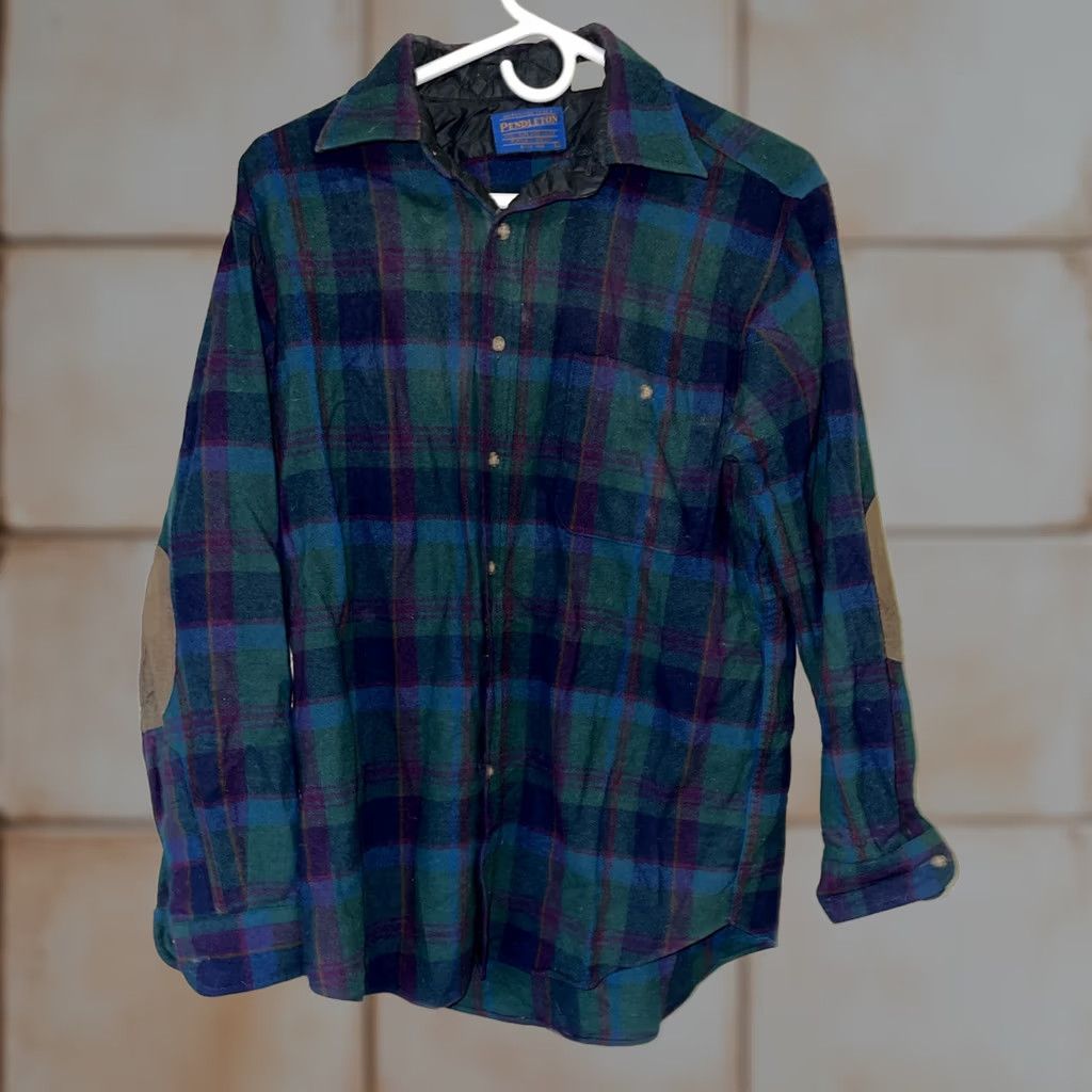 Pendleton PENDLETON 100% Virgin Wool Button-Up Shirt USA Made, Plaid, Holes, Crafting Project - Mens Size US M / EU 48-50 / 2 - 1 Thumbnail