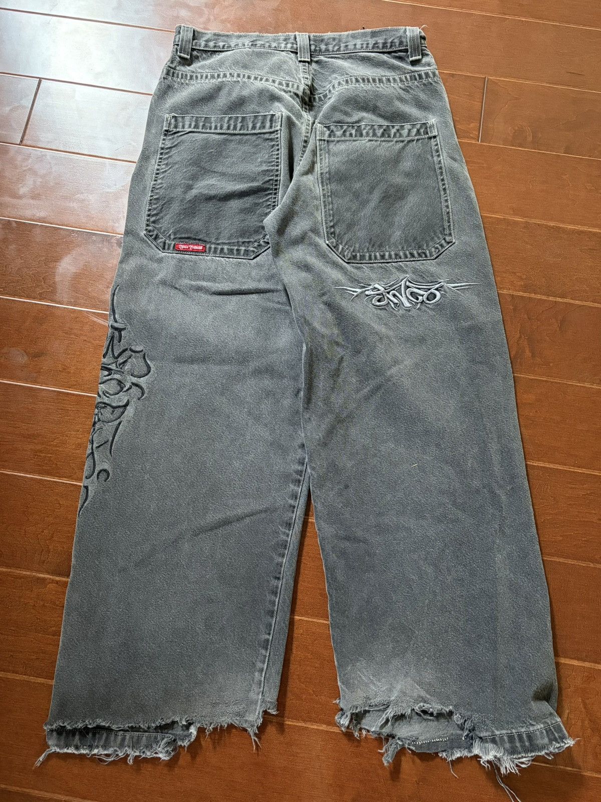 JNCO Vintage JNCO Black Tribal Side Skull Wide Leg Jeans Size US 34 / EU 50 - 2 Thumbnail
