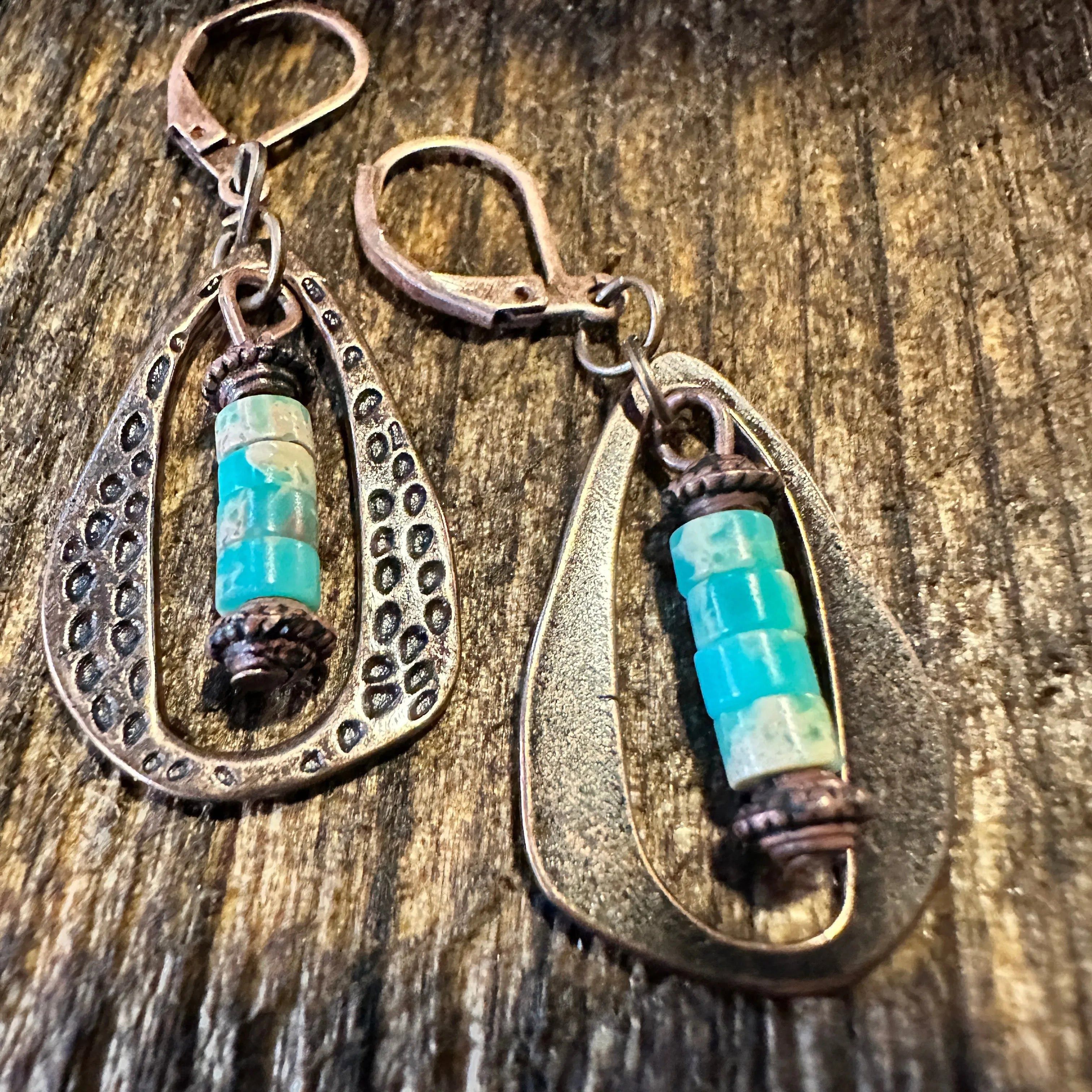 Other Boho Hippie Western Delicate Copper & Turquoise Drop Wire Ea Size ONE SIZE - 1 Thumbnail
