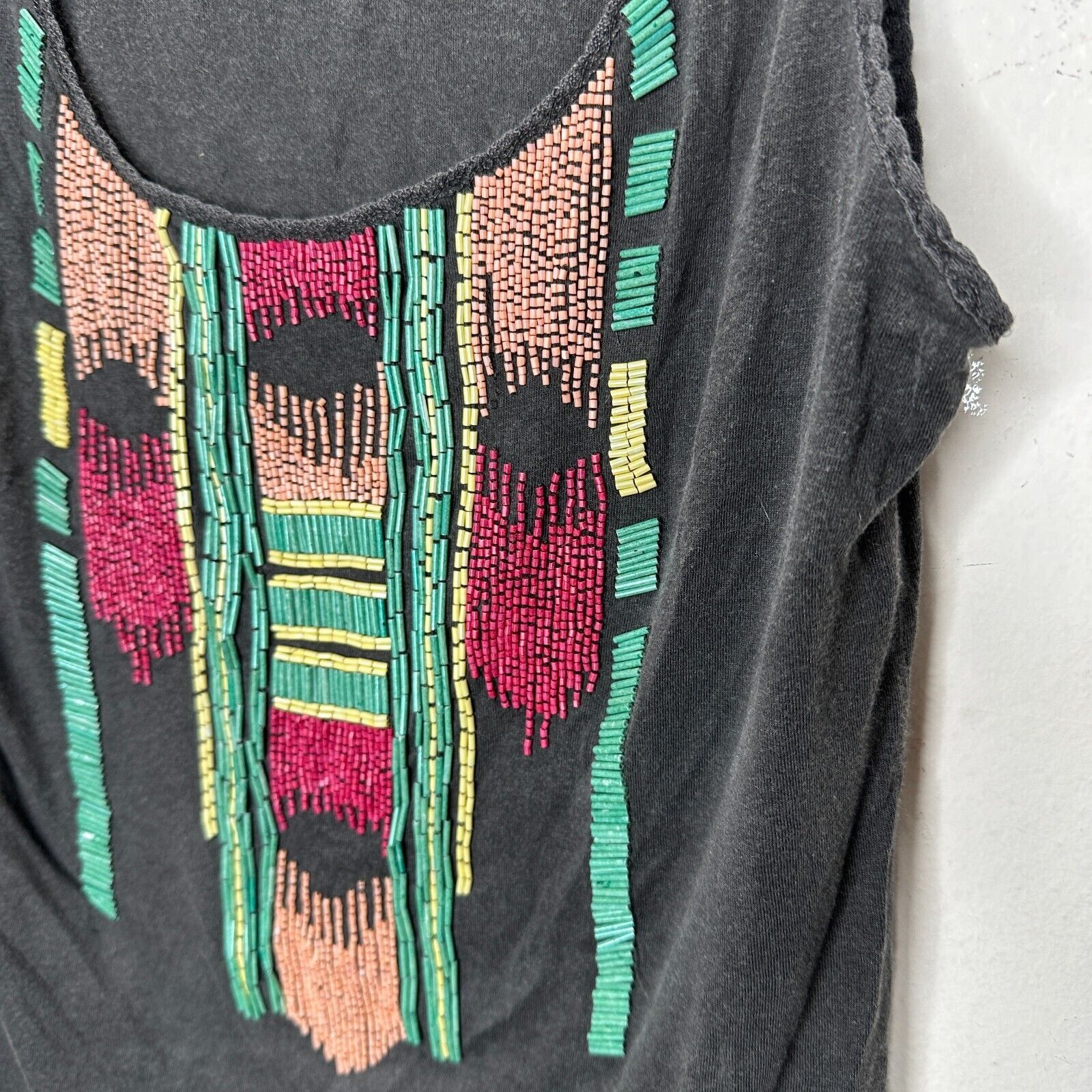 Zara Zara Trafaluc Gray Multicolor Beaded Aztec Design Top SM Size S / US 4 / IT 40 - 3 Thumbnail