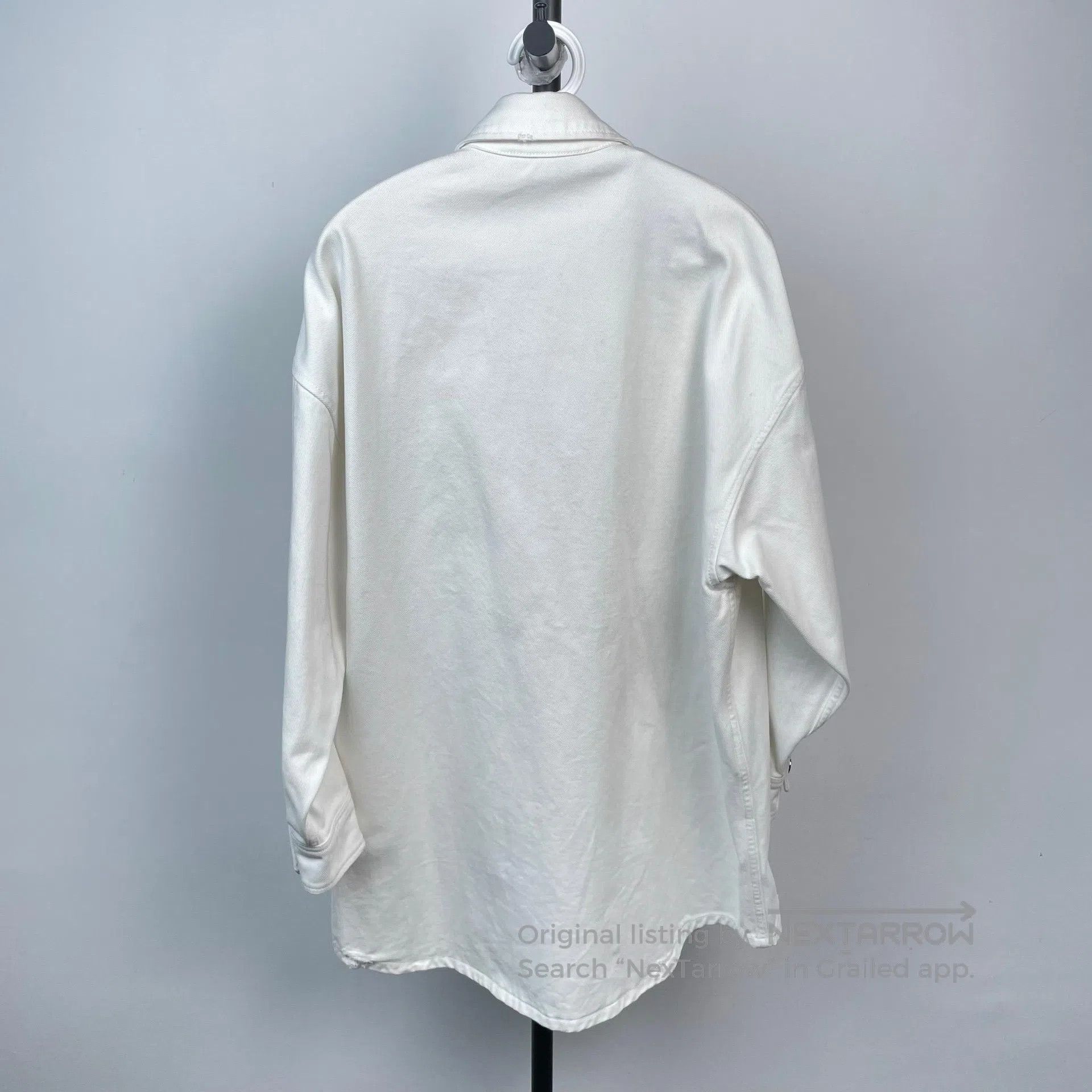 Prada Prada White Metal Triangle Logo Long Sleeve Shirt Jacket| Size XS / US 0-2 / IT 36-38 - 2 Thumbnail