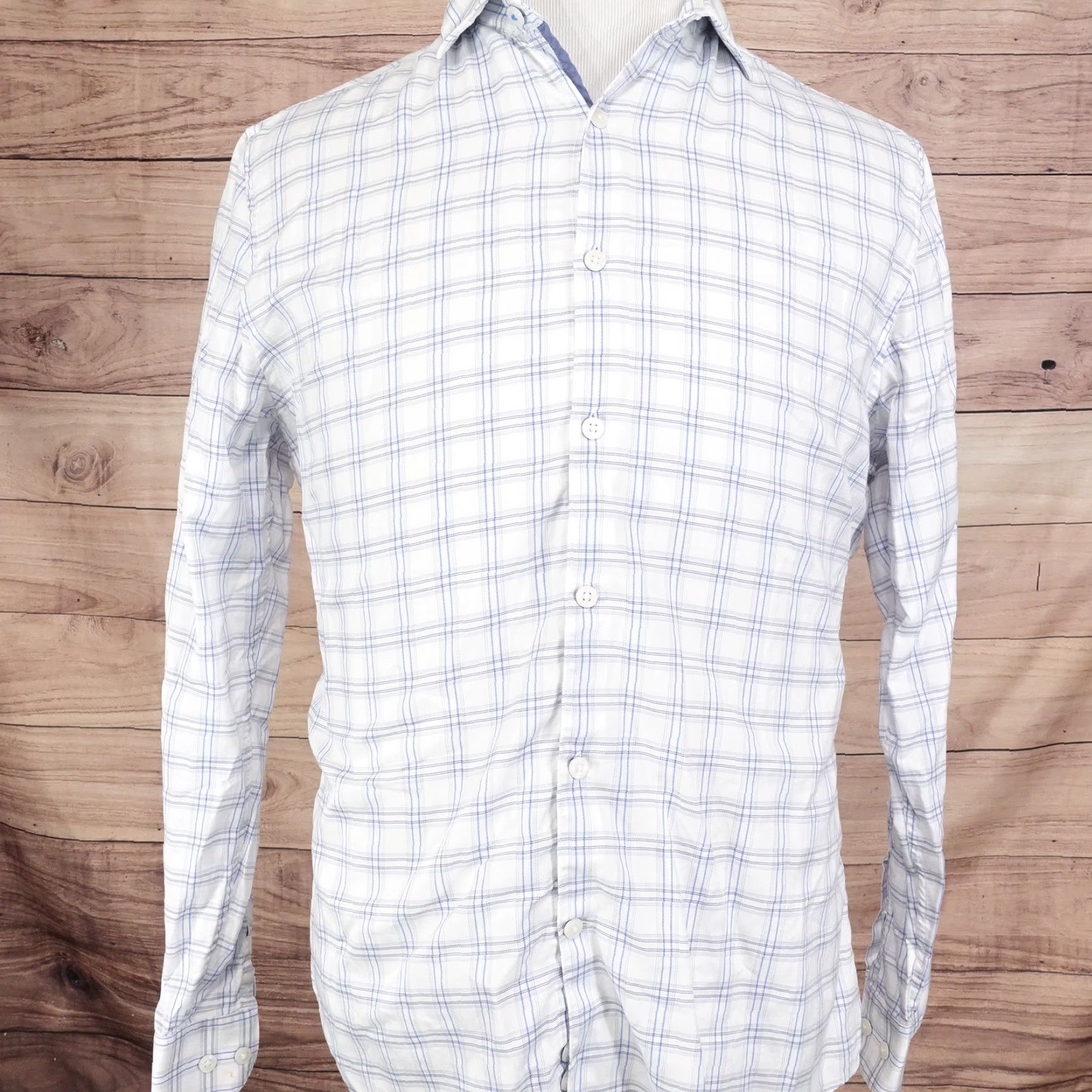 Vintage PENGUIN HERITAGE SLIM FIT CHECK DRESS SHIRT 16 WHITE MENS Size US L / EU 52-54 / 3 - 3 Thumbnail