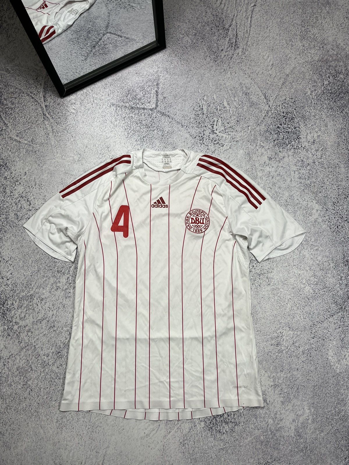 Adidas × Vintage Adidas Denmark 2008 #4 Agger Away Soccer Jersey Football Size US XL / EU 56 / 4 - 1 Thumbnail