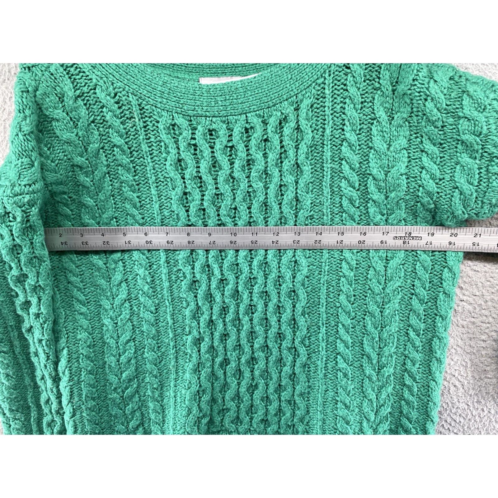 Vintage JCP Women's Sweater Cable Knit Wool Blend Long Sleeve Sparkle Green Size M Soft Size M / US 6-8 / IT 42-44 - 5 Thumbnail
