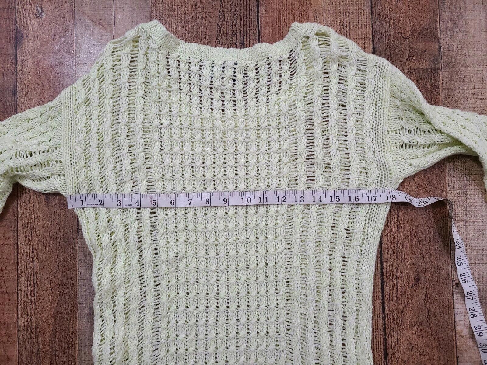 Designer American Eagle Sweater Medium Neon Yellow Crochet Loose Knit Size M / US 6-8 / IT 42-44 - 5 Thumbnail