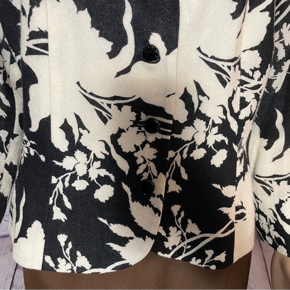 Other New Teri Jon By Rickie Freeman Wool Black White Floral Jack Size L / US 10 / IT 46 - 8 Thumbnail