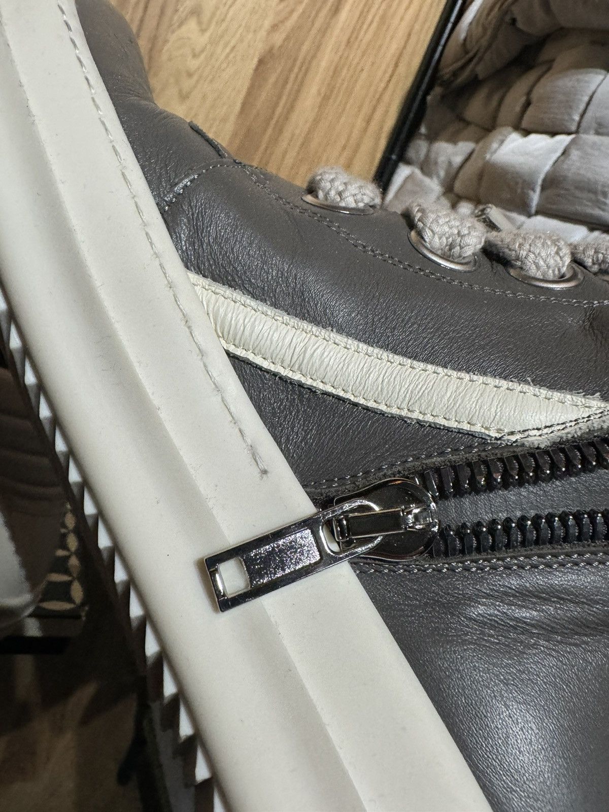 Rick Owens NEW MAINLINE DUST / MILK GEOBASKET JUMBO LACE LEATHER 43 Size US 10 / EU 43 - 9 Thumbnail