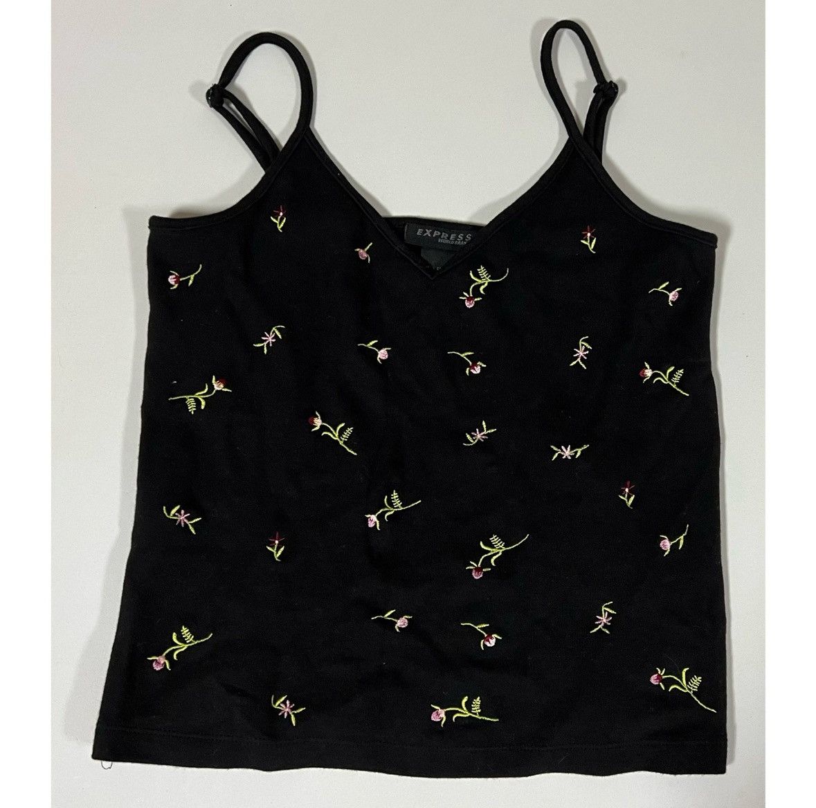 Express Express Black Floral Boho Bohemian Tank Top Shirt Size M 🌸✨ Size M / US 6-8 / IT 42-44 - 2 Thumbnail
