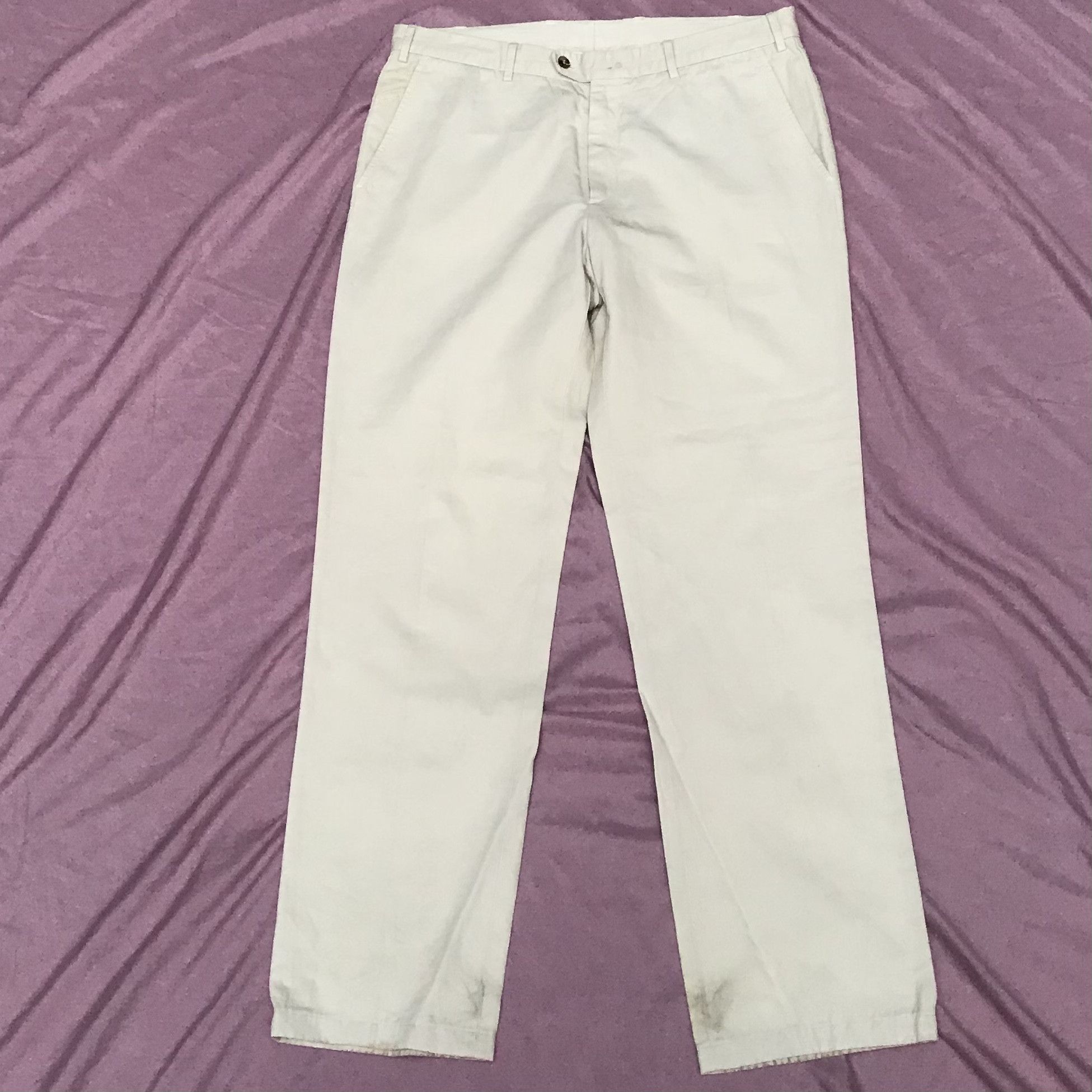 Loro Piana LORO PIANA LINEN COTTON BLEND CREAM CHINO TROUSERS Size US 34 / EU 50 - 8 Thumbnail