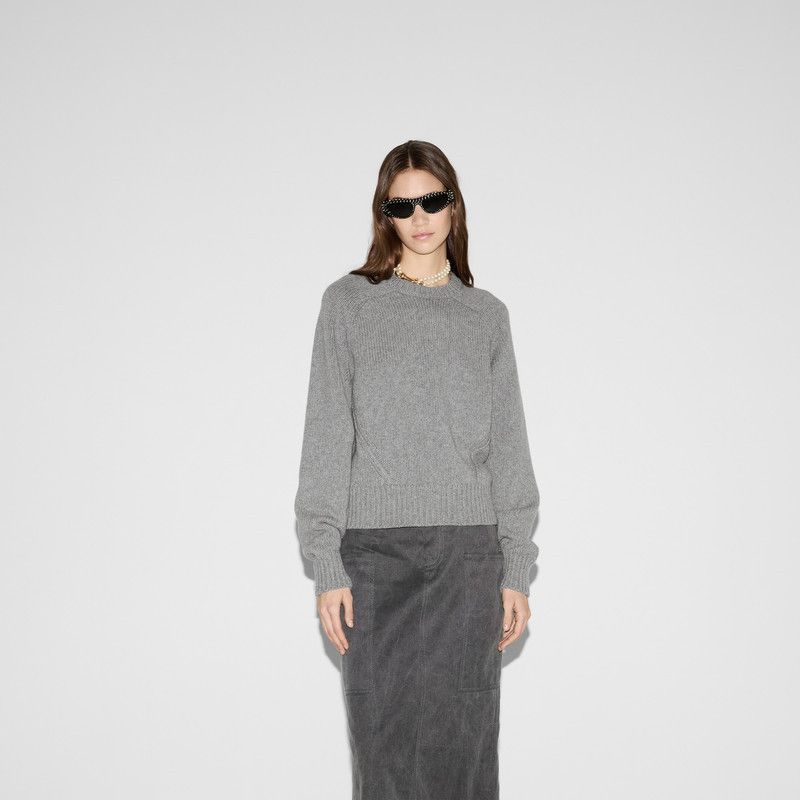 Gucci o1B3y1r0526 Wool And Cashmere Sweater in Gray Size L / US 10 / IT 46 - 2 Thumbnail
