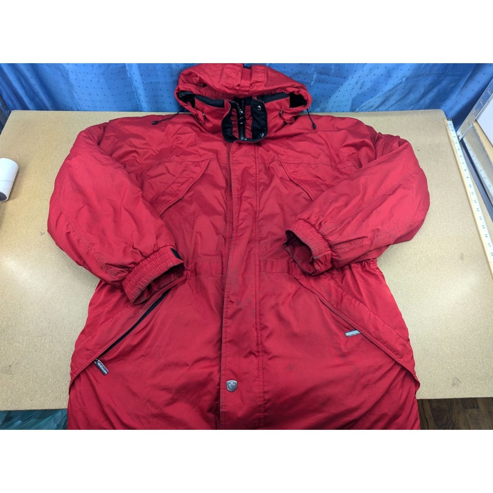 Vintage WELLENSTEYN Parka Jacket Men XL Red Waterproof Hooded Insulated Vintage Long Zip Size US XL / EU 56 / 4 - 3 Thumbnail
