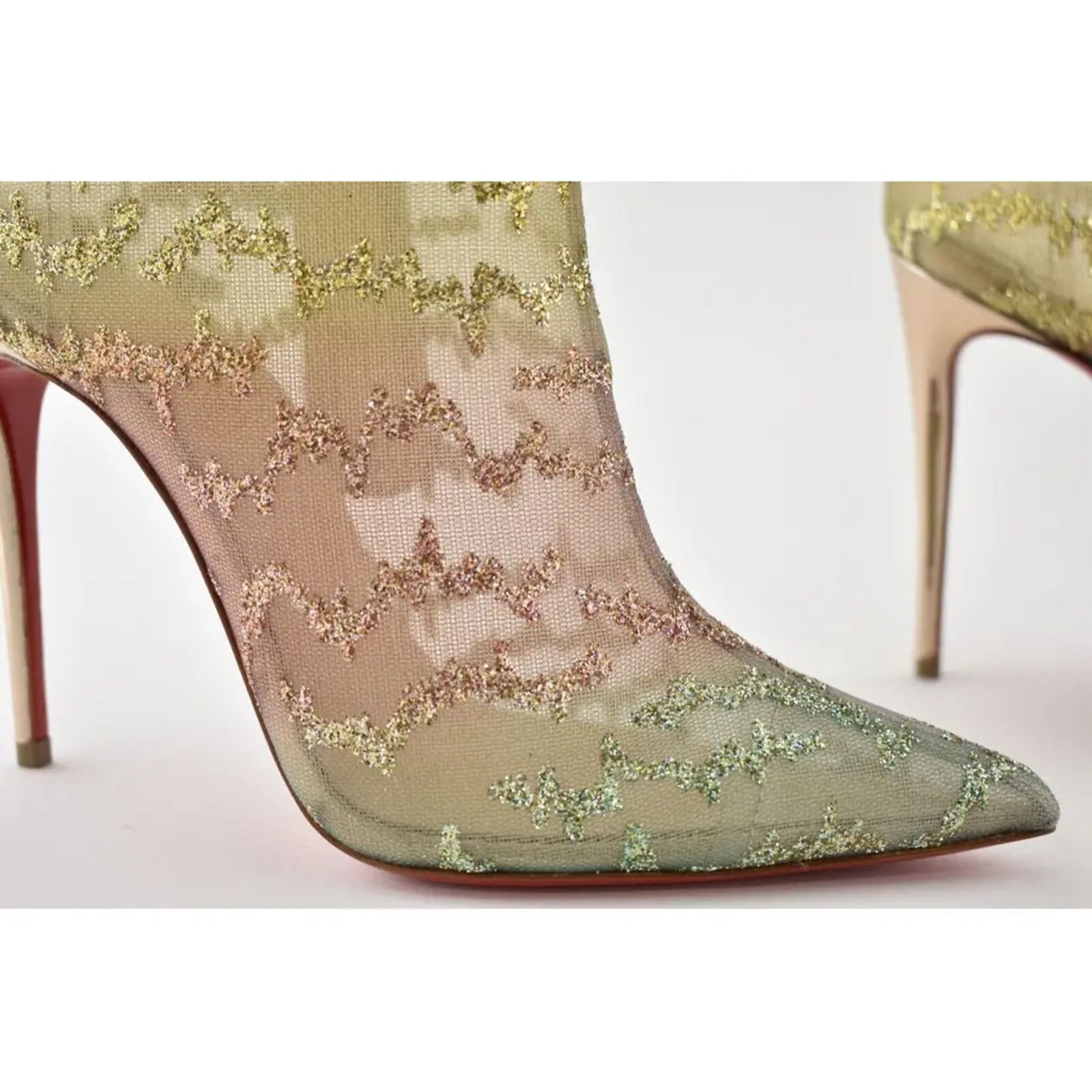 Christian Louboutin Christian Louboutin Nancy Bootie 100 Multicolor Glitter Mesh Size US 10 / IT 40 - 4 Thumbnail