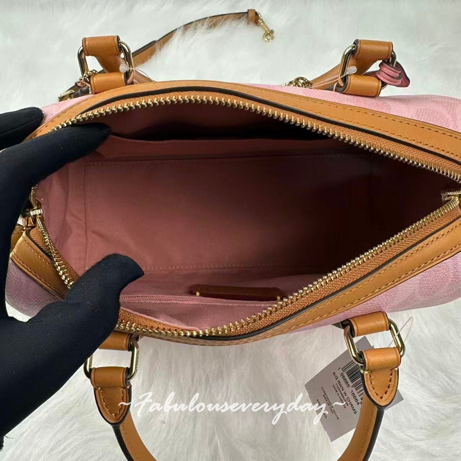 Coach Coach Rowan Satchel Signature Canvas Charms Gold/Powder Pink Size ONE SIZE - 7 Thumbnail