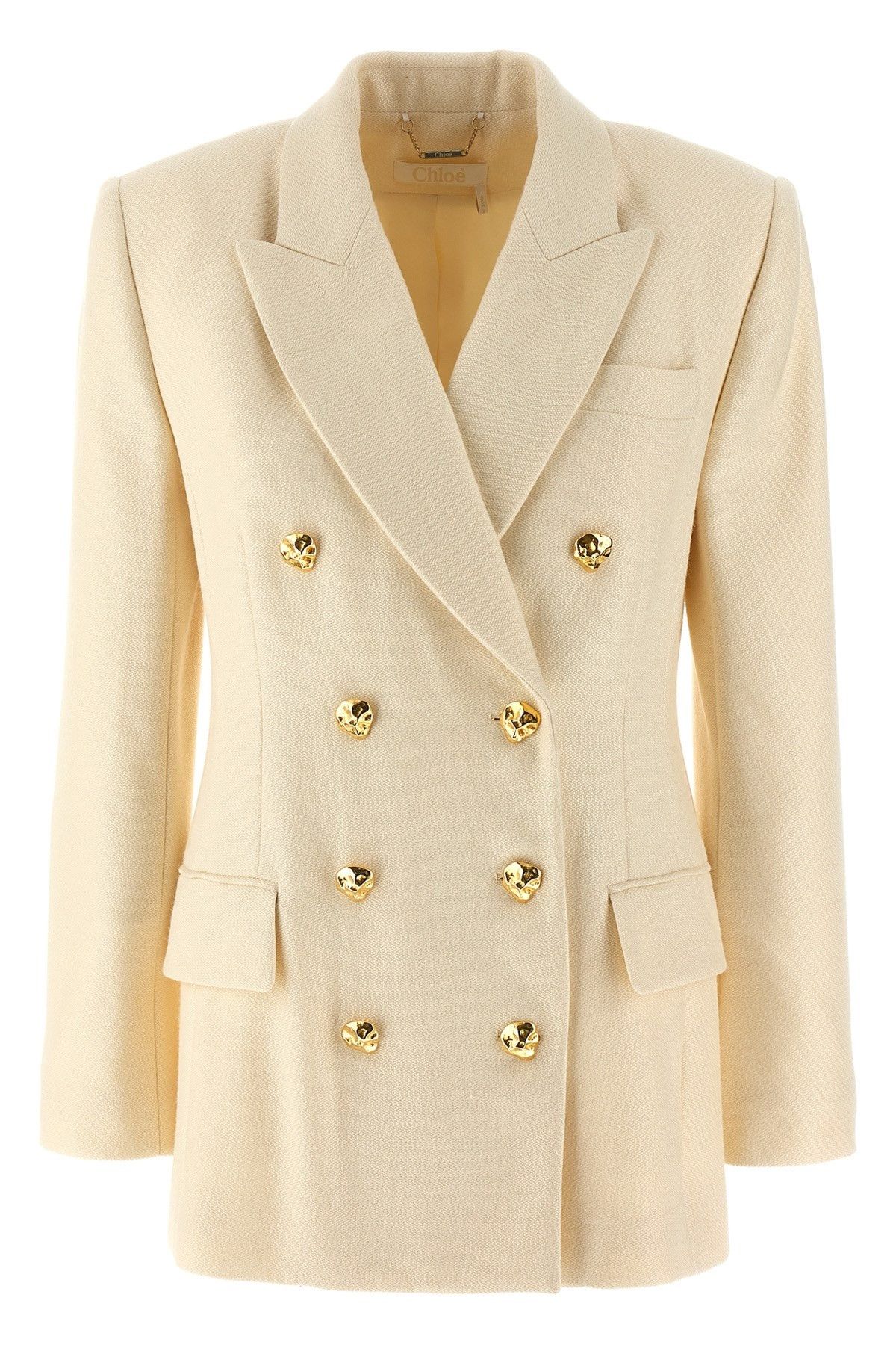 image of Chloe Tailored Double-Breasted Blazer in White, Women's (Size Medium)