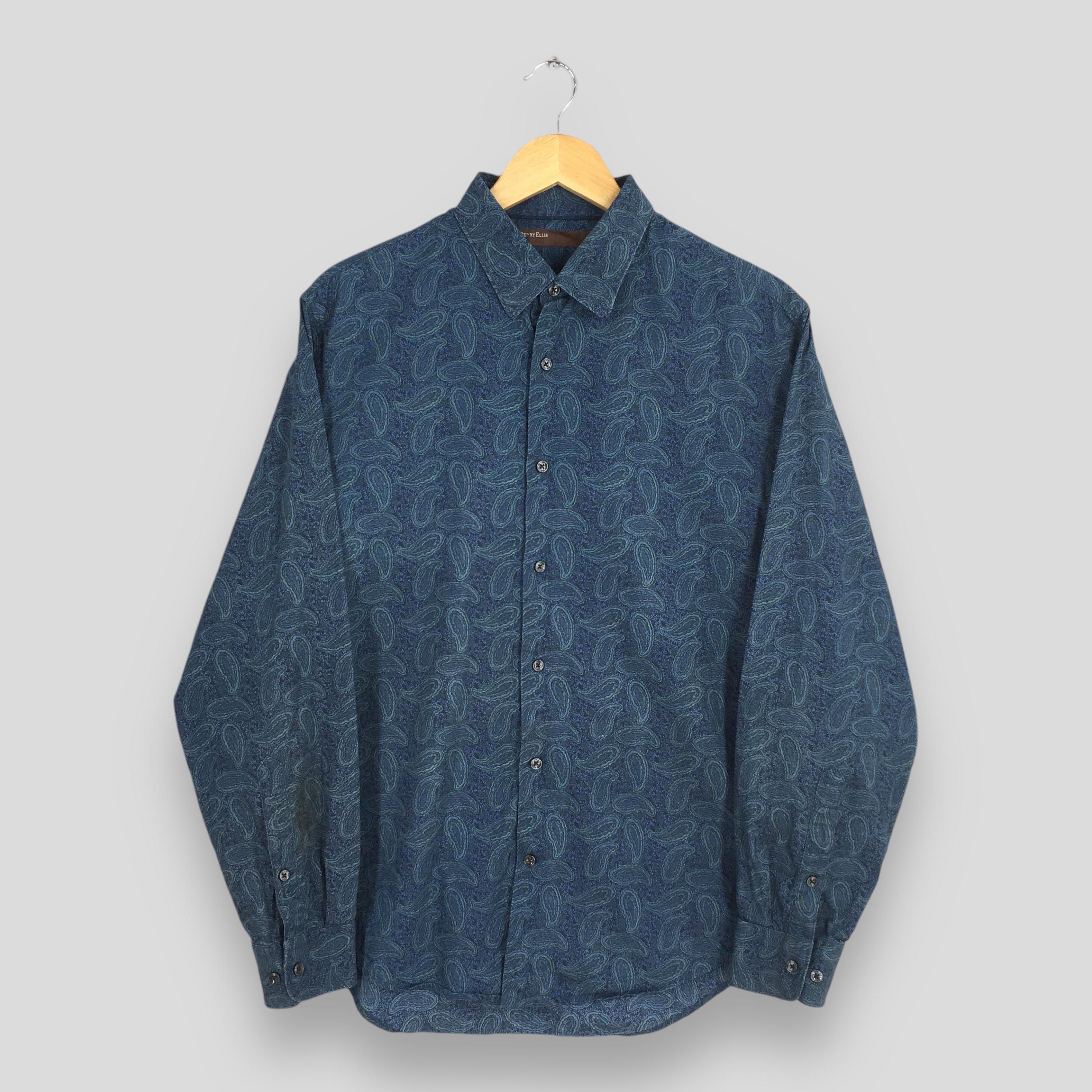 Flannel Vintage 80's Paisley Floral Blue Indie Boho Shirt Large Size US L / EU 52-54 / 3 - 1 Thumbnail