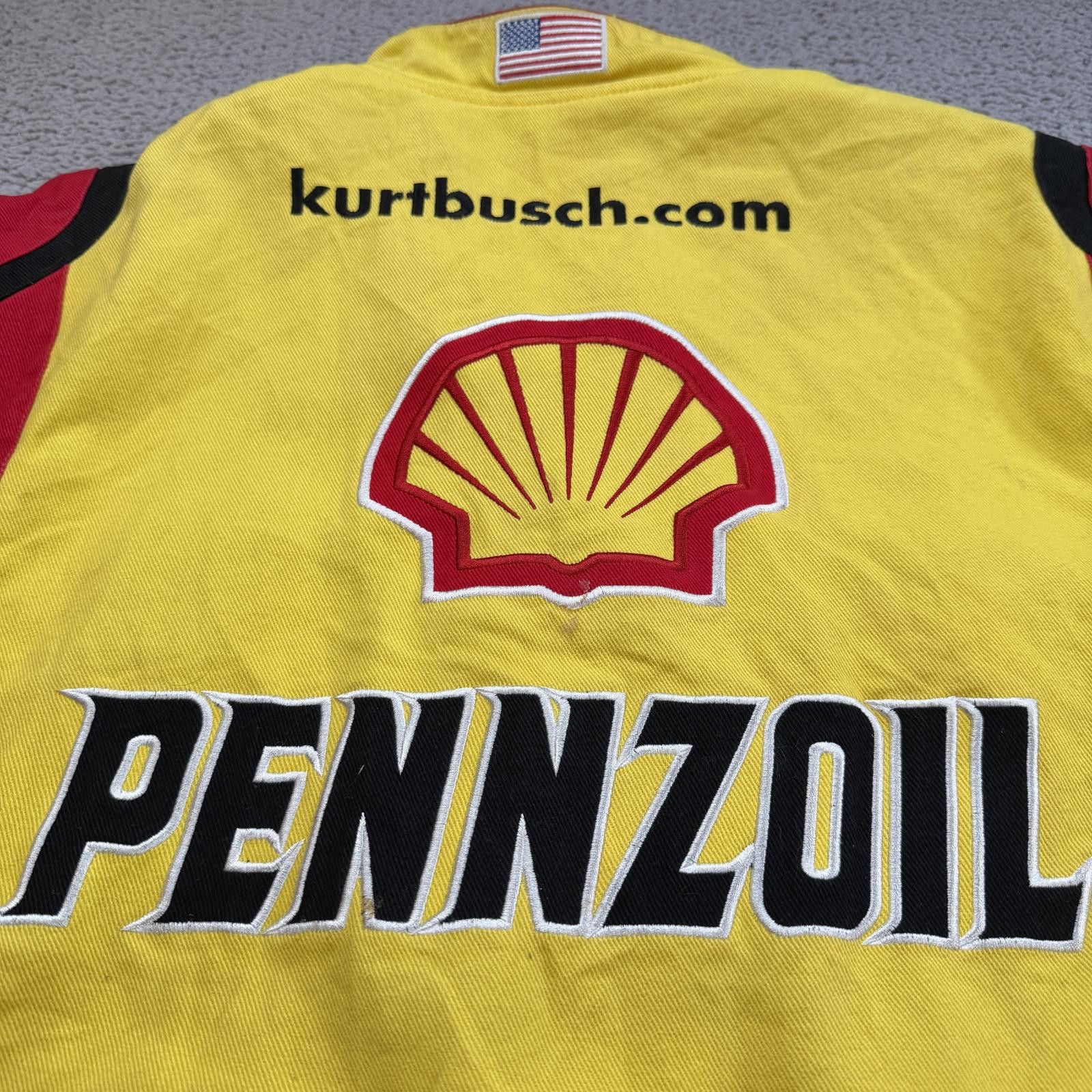 JH Design Vintage Kurt Busch Pennzoil NASCAR Racing Jacket Yellow XL Size US L / EU 52-54 / 3 - 10 Thumbnail