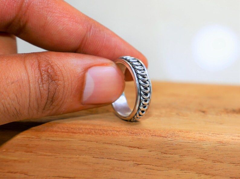 Handmade Spinner Ring, 925 Silver Promise Ring, Handmade Boho Jewelry Size ONE SIZE - 3 Thumbnail