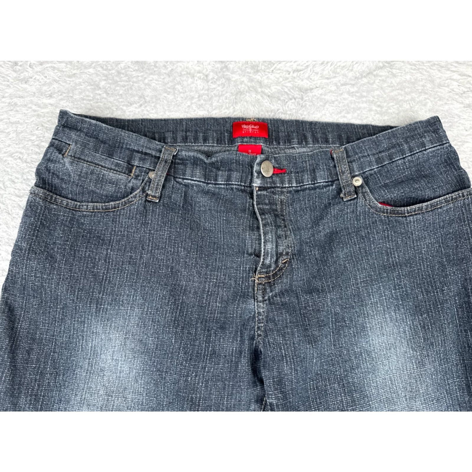 Mossimo Mossimo Jeans Juniors 11 Blue Denim Rolled Hem Straight Leg Ramie Cotton Blend Jeans Size 32" / US 10 / IT 46 - 4 Thumbnail