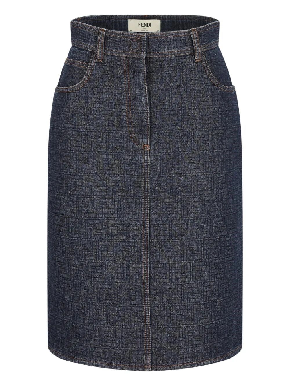 Fendi `FF Padded` Denim Skirt Size 28" / US 6 / IT 42 - 1 Thumbnail